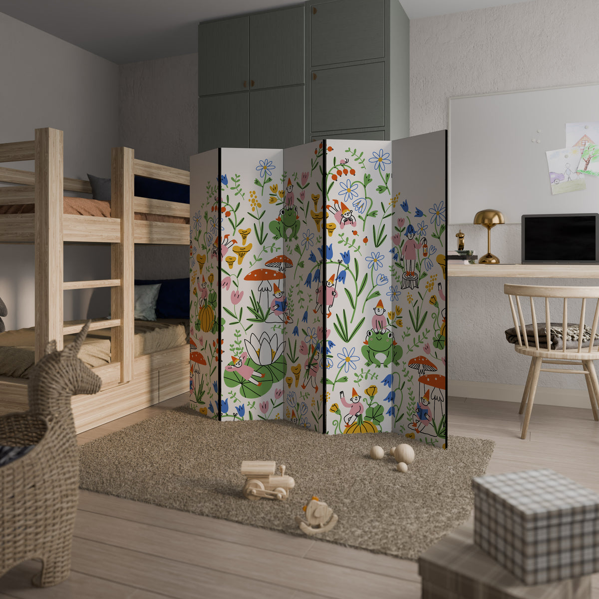 GARDEN GNOMES 5-Panel Room Divider