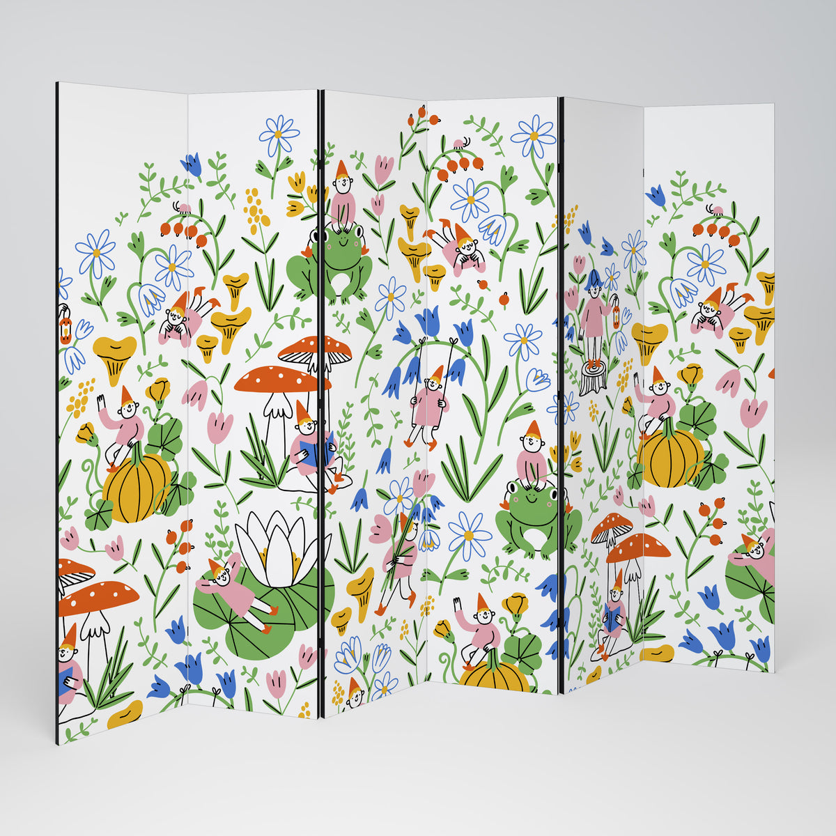 GARDEN GNOMES 6-Panel Room Divider