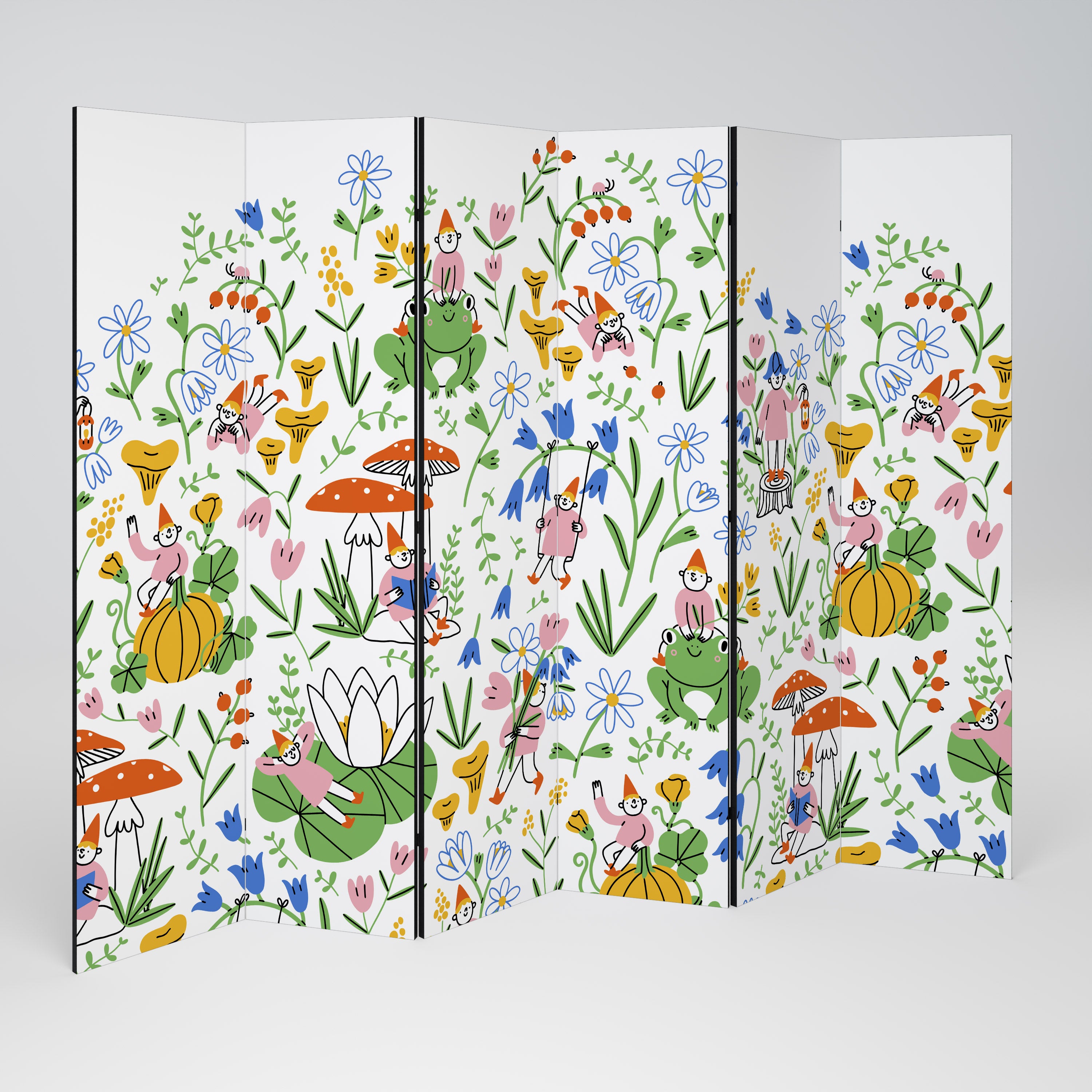 GARDEN GNOMES 6-Panel Room Divider