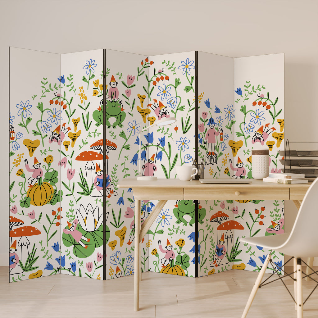 GARDEN GNOMES 6-Panel Room Divider