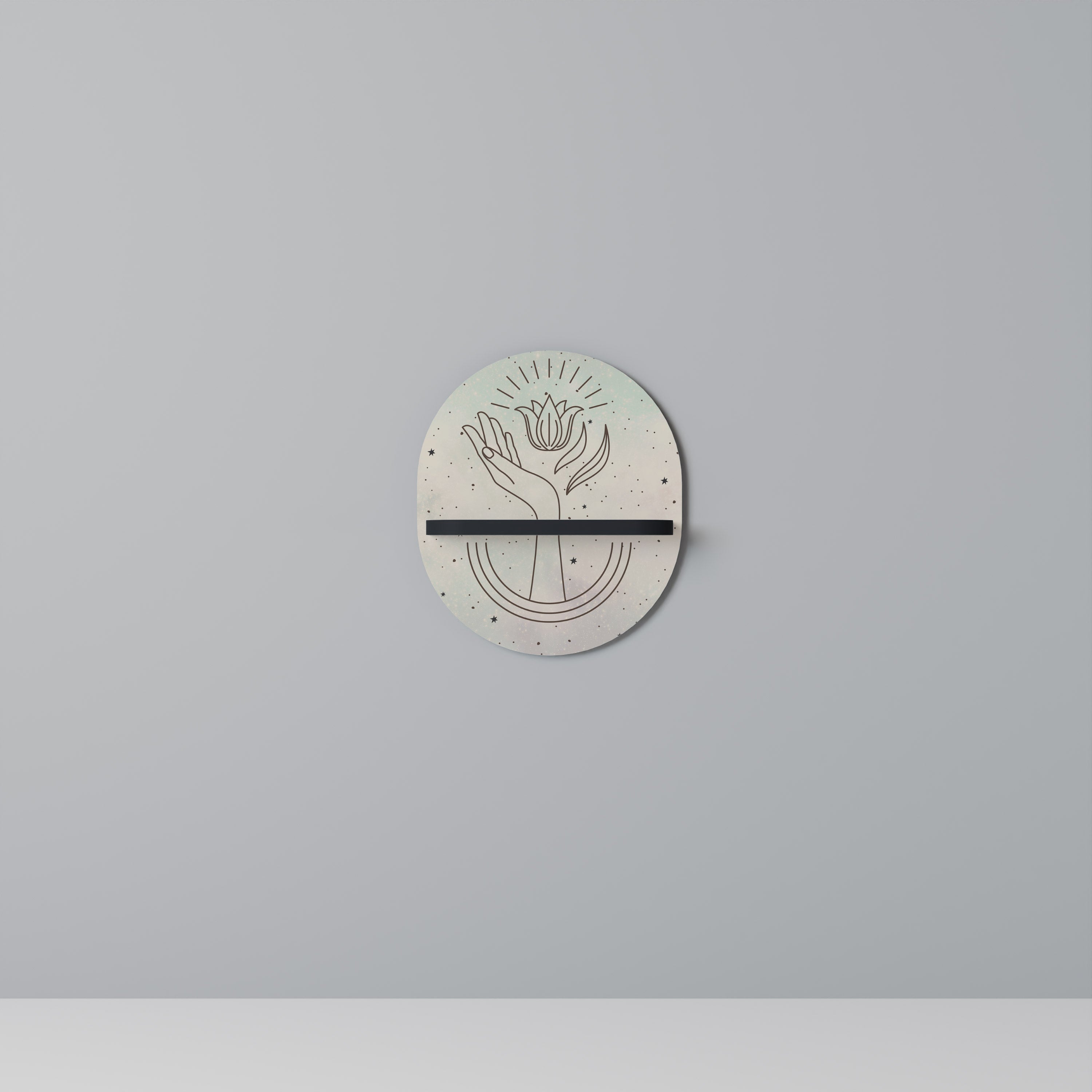 Étagère d'art ovale DELICATE BEAUTY en finition noire