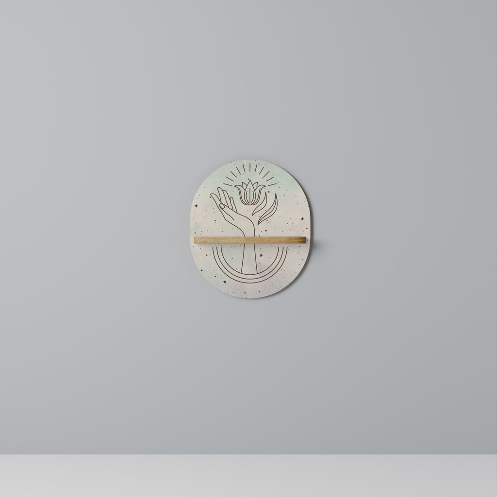 Étagère d'art ovale DELICATE BEAUTY effet chêne