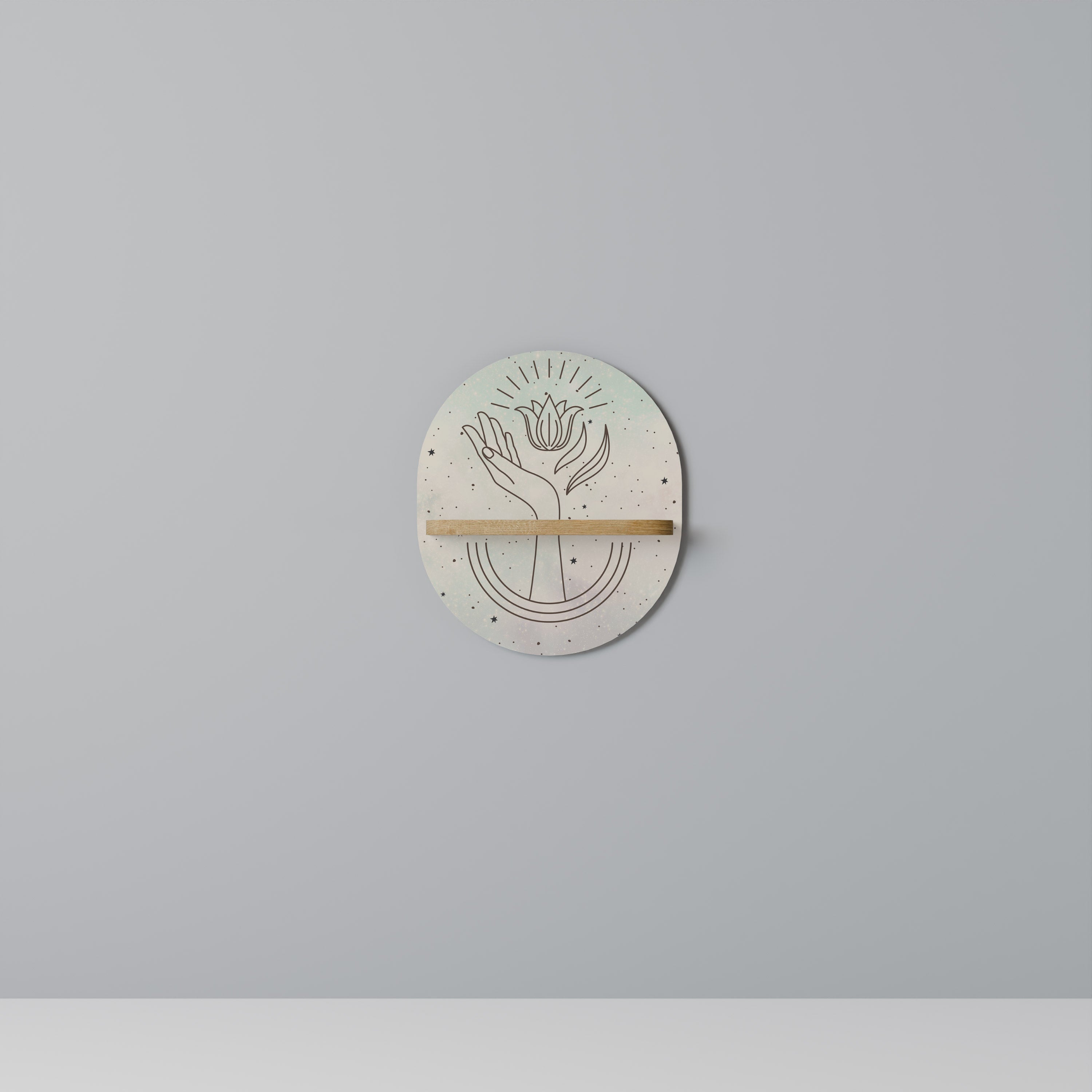 Étagère d'art ovale DELICATE BEAUTY effet chêne