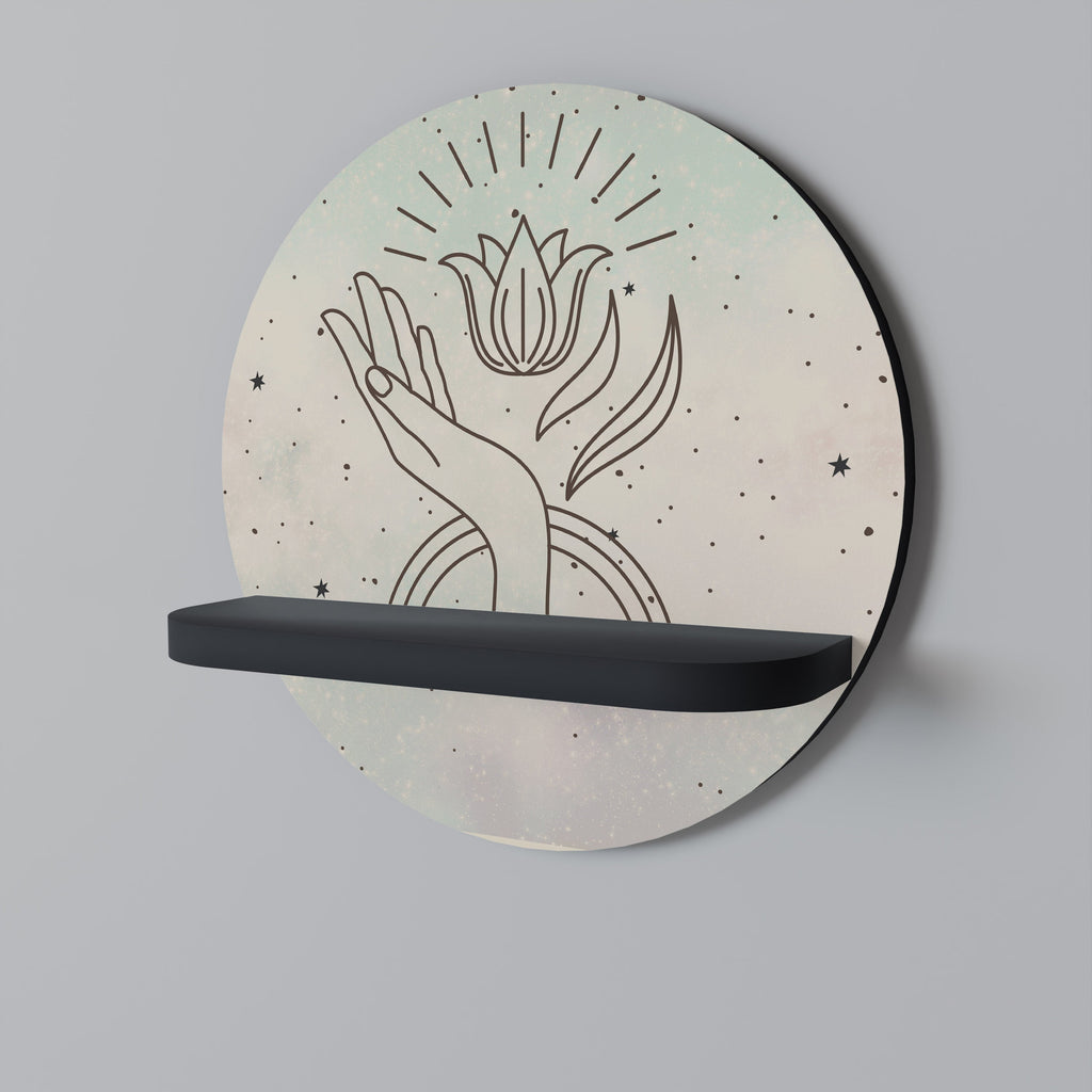 Étagère d'art ronde DELICATE BEAUTY en finition noire