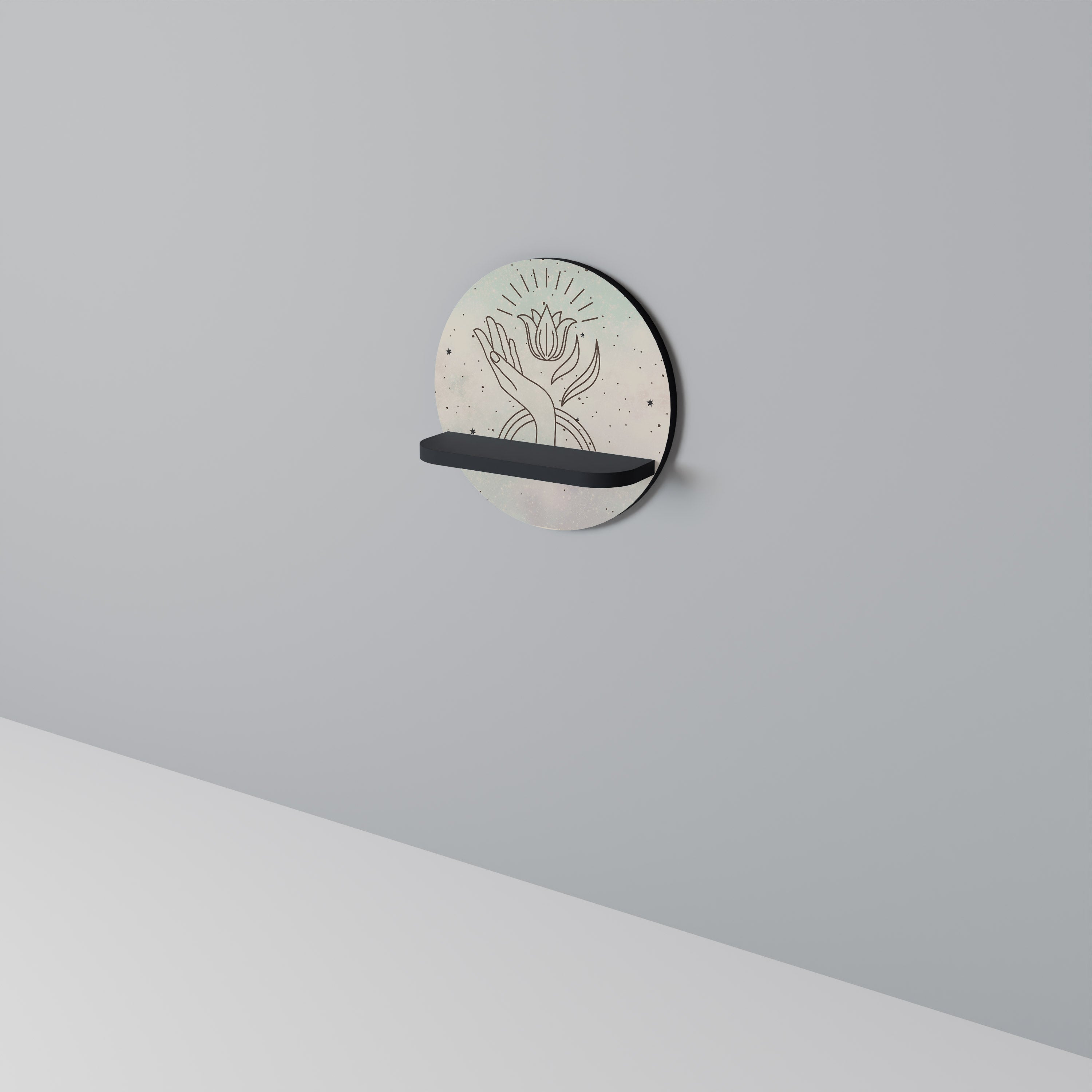 Étagère d'art ronde DELICATE BEAUTY en finition noire