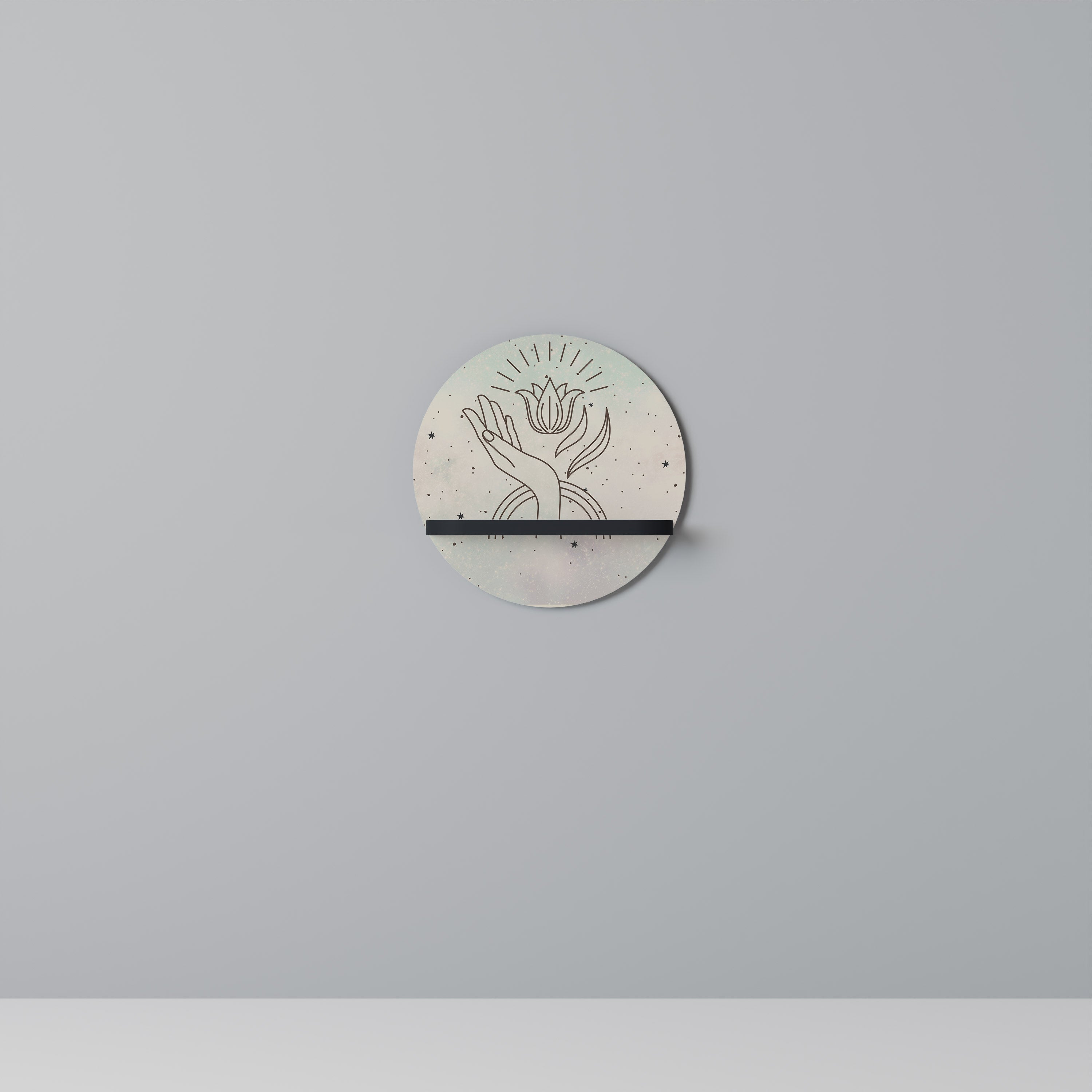 Étagère d'art ronde DELICATE BEAUTY en finition noire