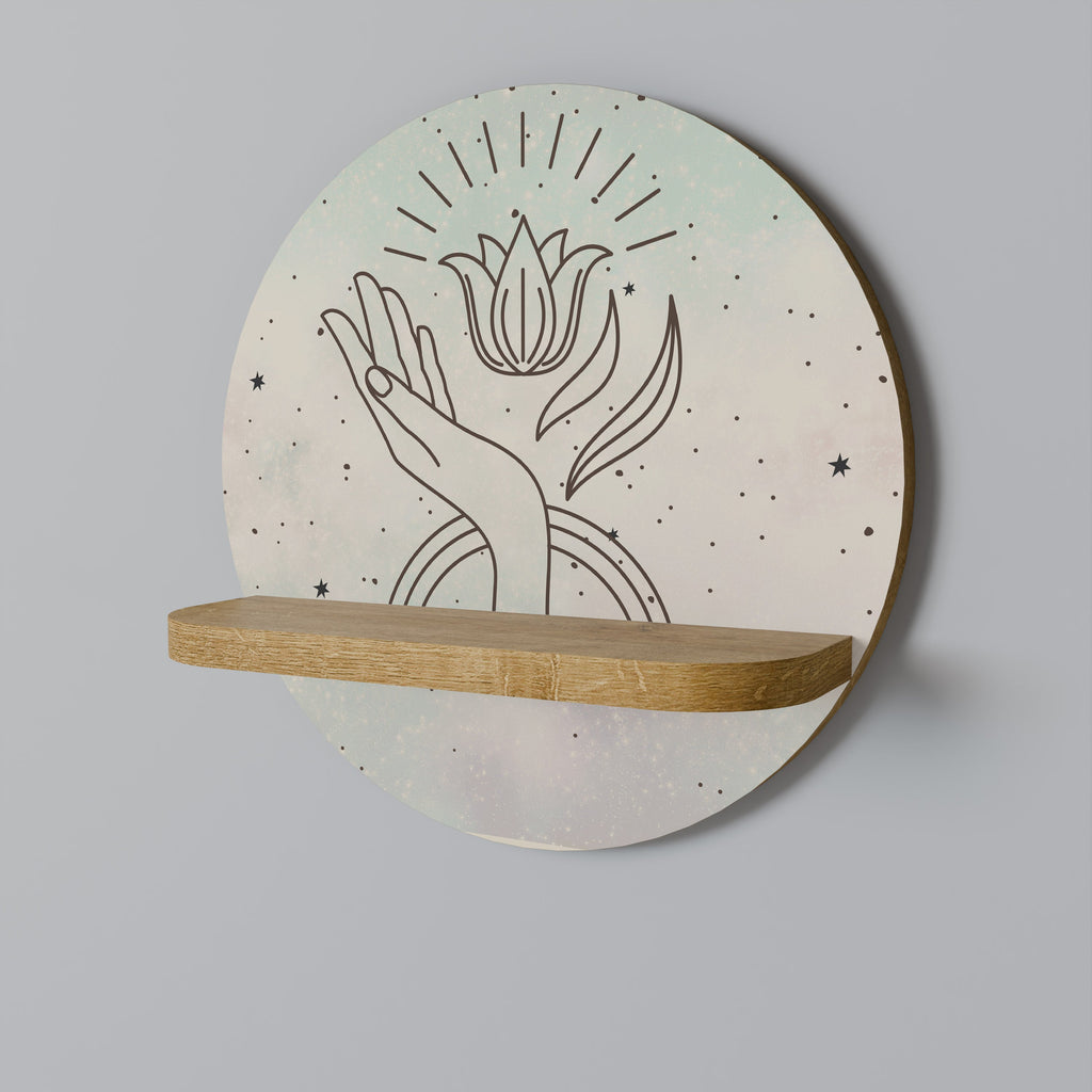 Étagère d'art ronde DELICATE BEAUTY effet chêne