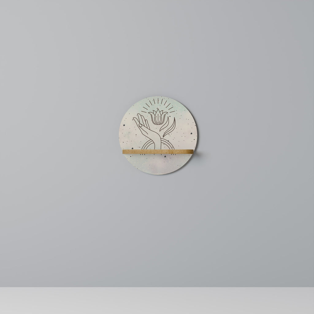 Étagère d'art ronde DELICATE BEAUTY effet chêne