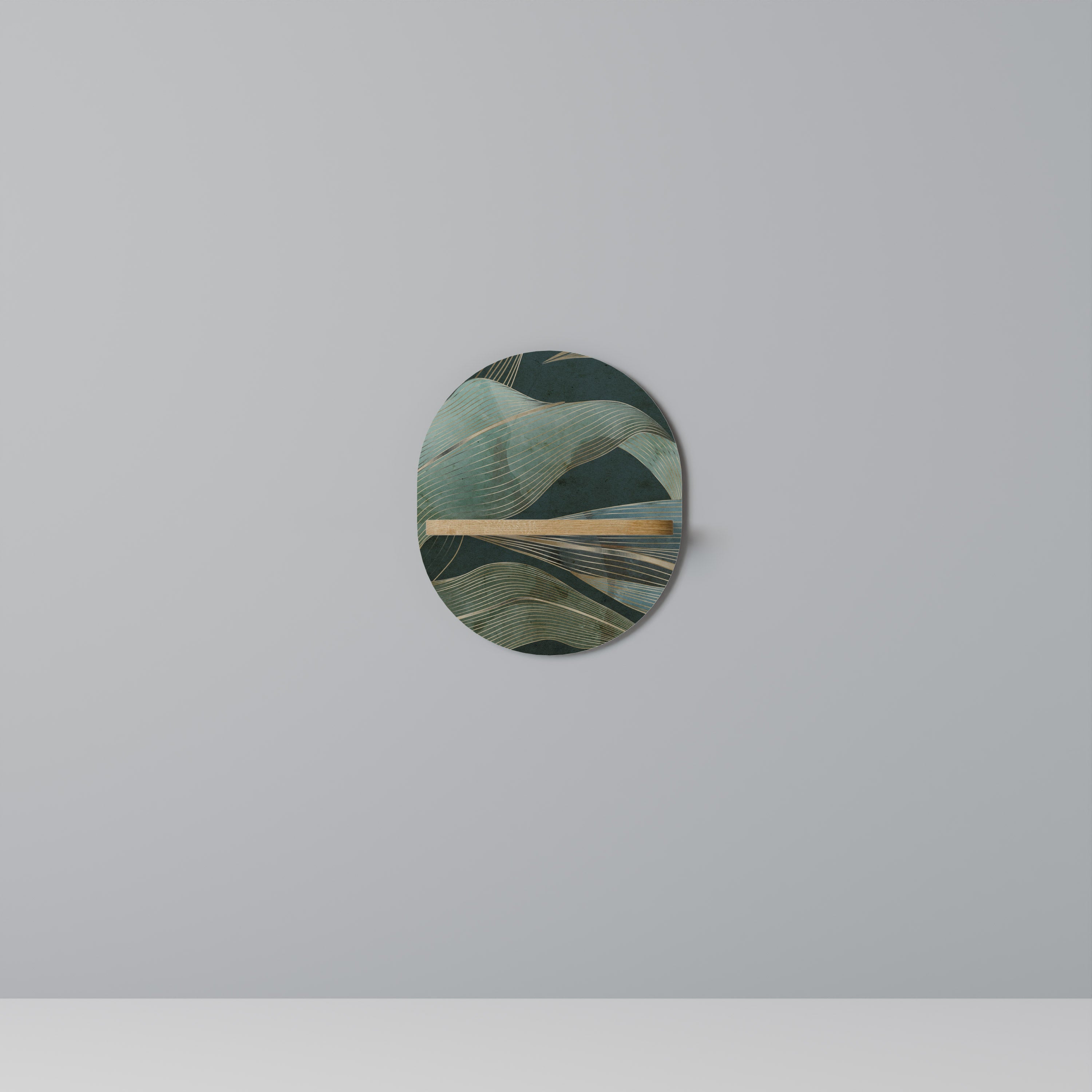 Étagère d'art ovale ROYAL GREEN effet chêne