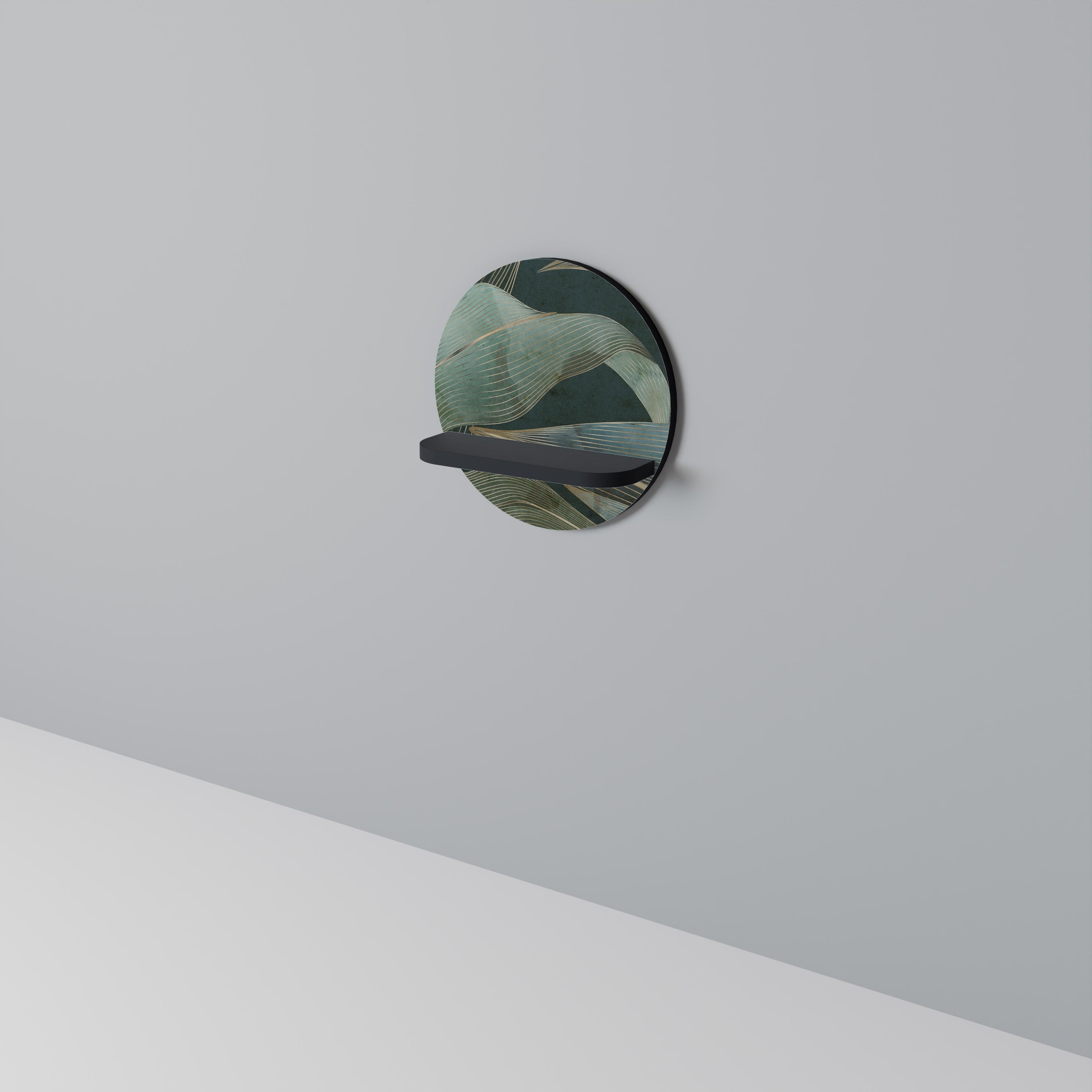 Étagère d'art ronde ROYAL GREEN en finition noire