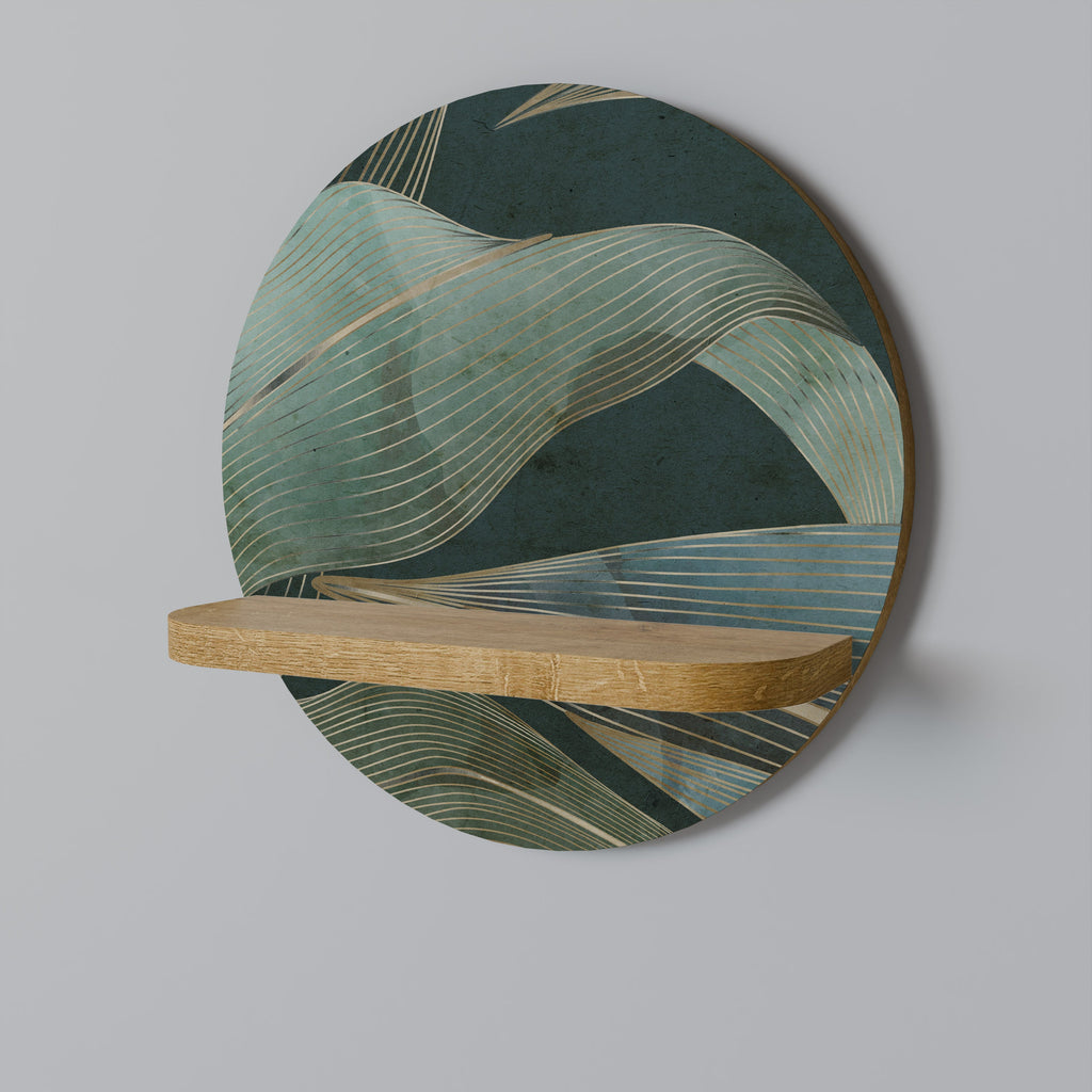 Étagère d'art ronde ROYAL GREEN effet chêne