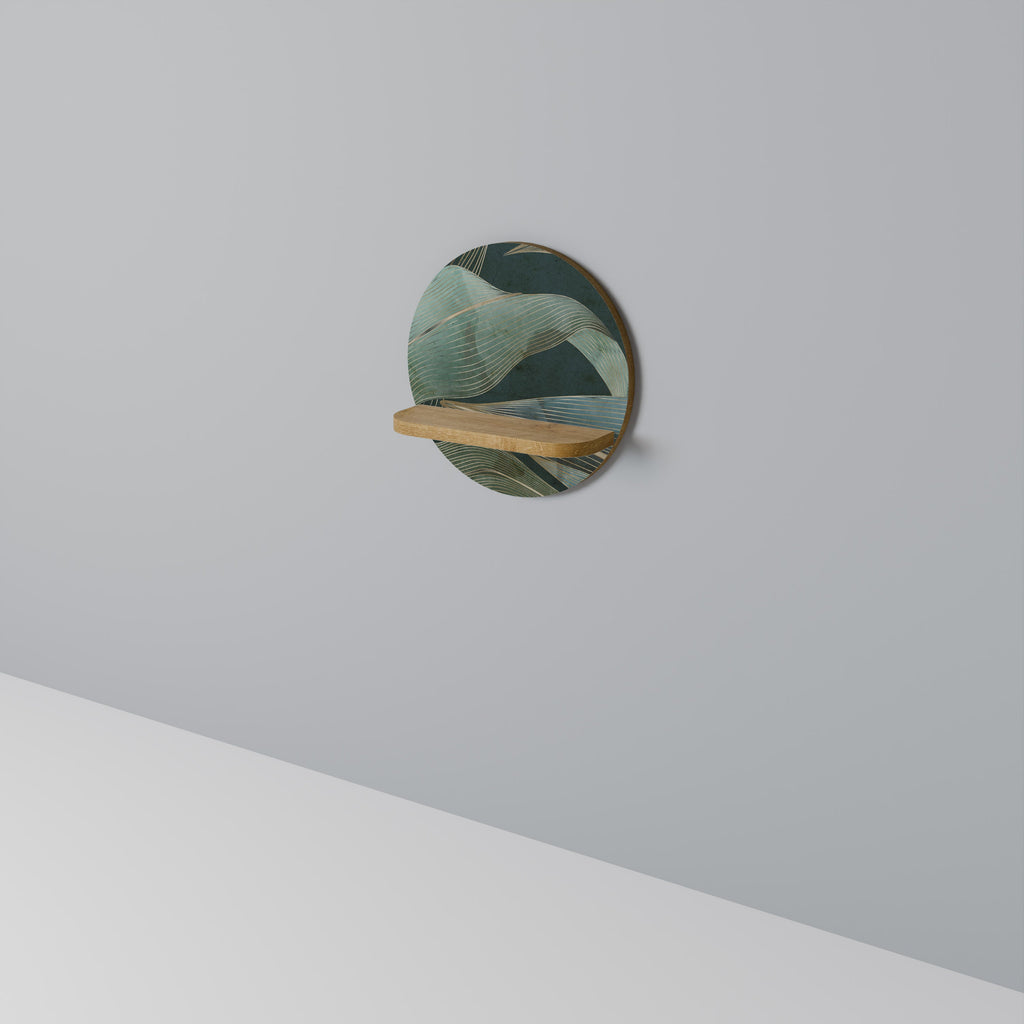 Étagère d'art ronde ROYAL GREEN effet chêne