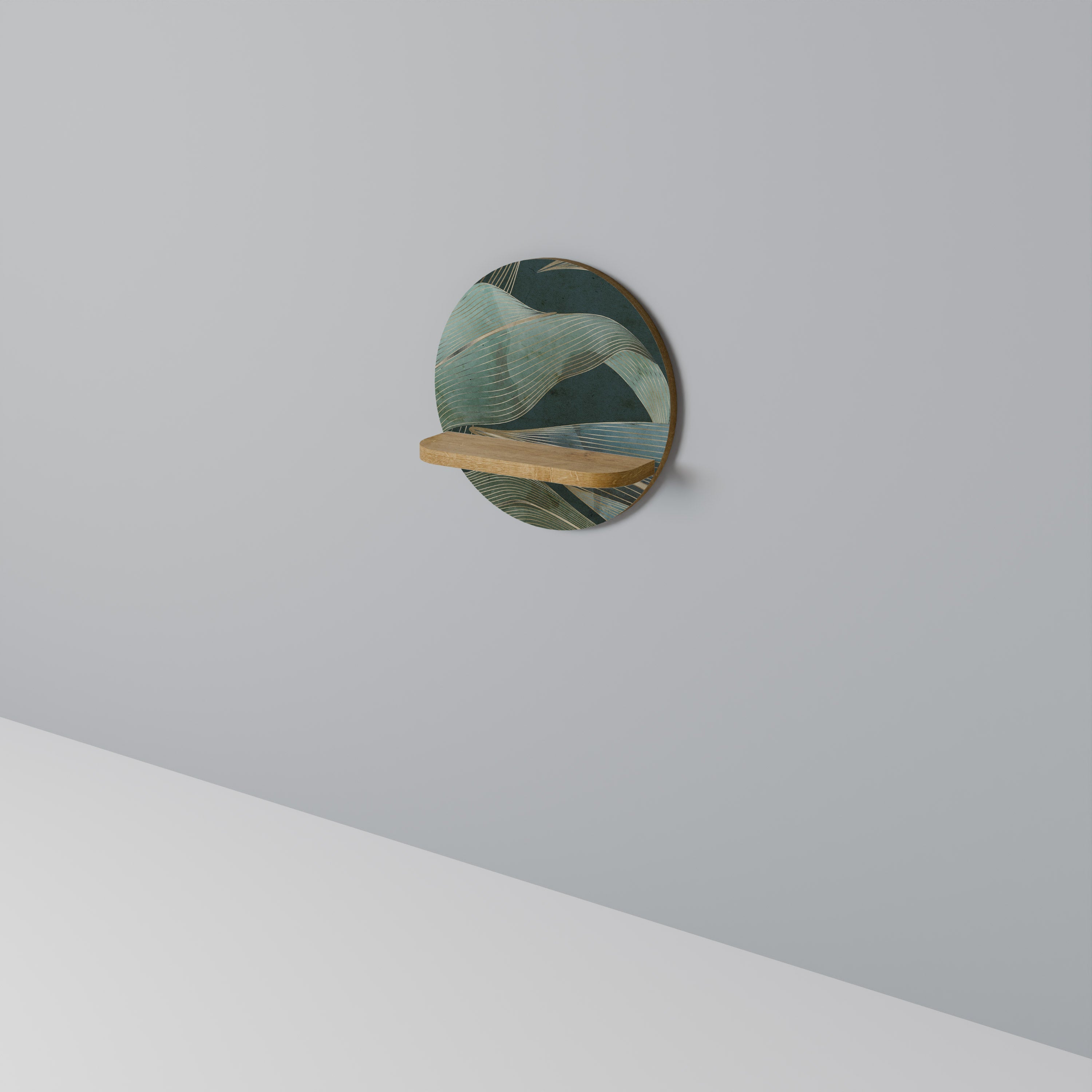 Étagère d'art ronde ROYAL GREEN effet chêne