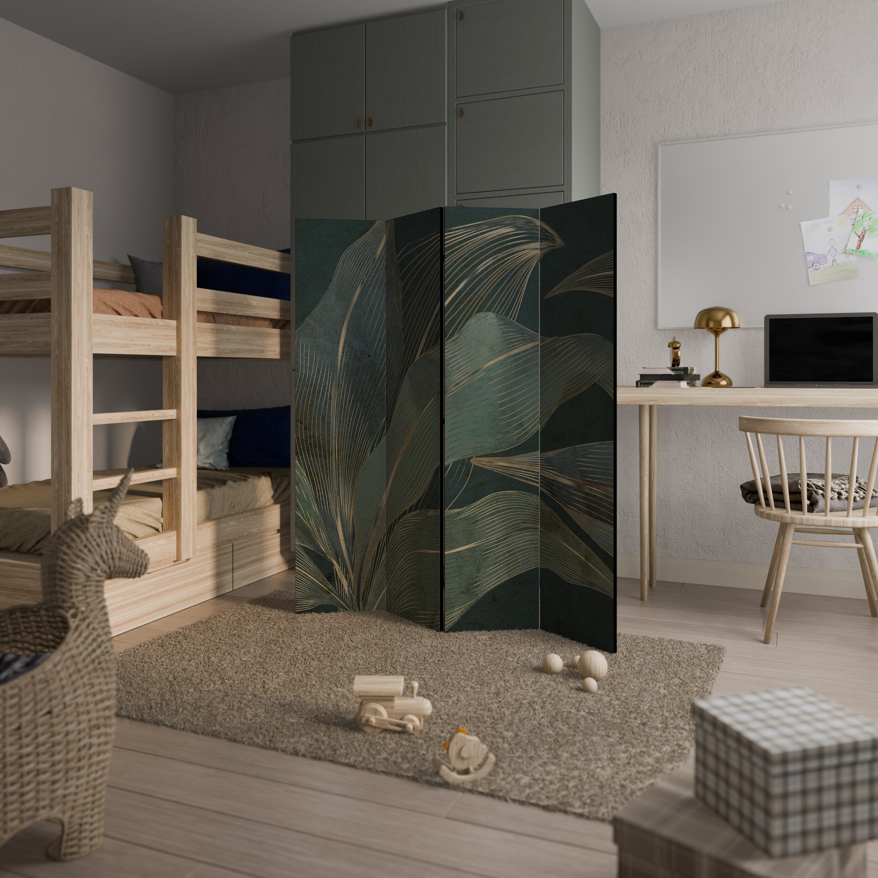 Paravent décoratif à 4 panneaux ROYAL GREEN