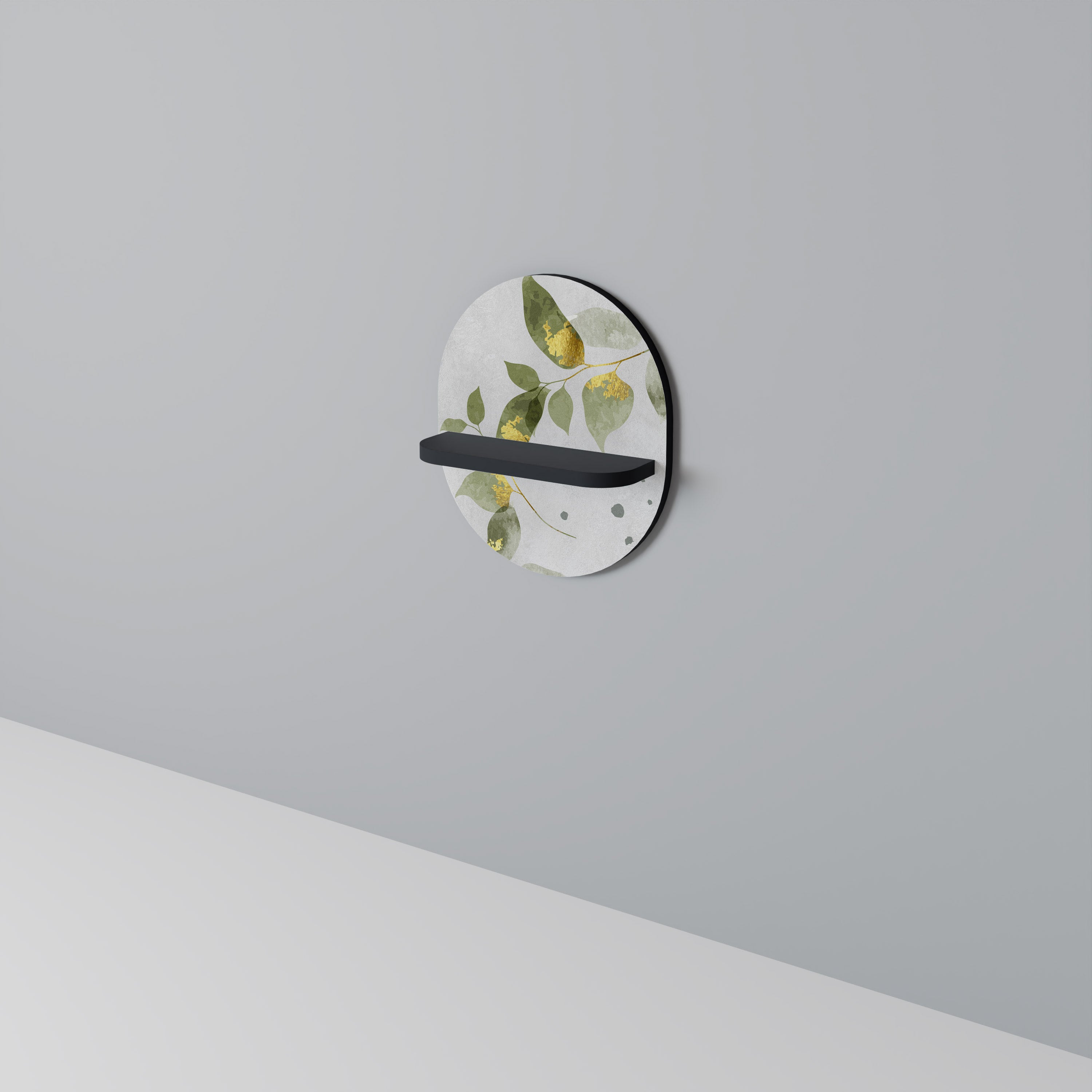 Étagère d'art ovale ELEGANT BOTANICS en finition noire