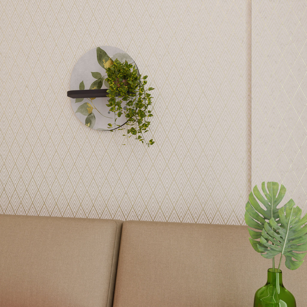 Étagère d'art ovale ELEGANT BOTANICS en finition noire