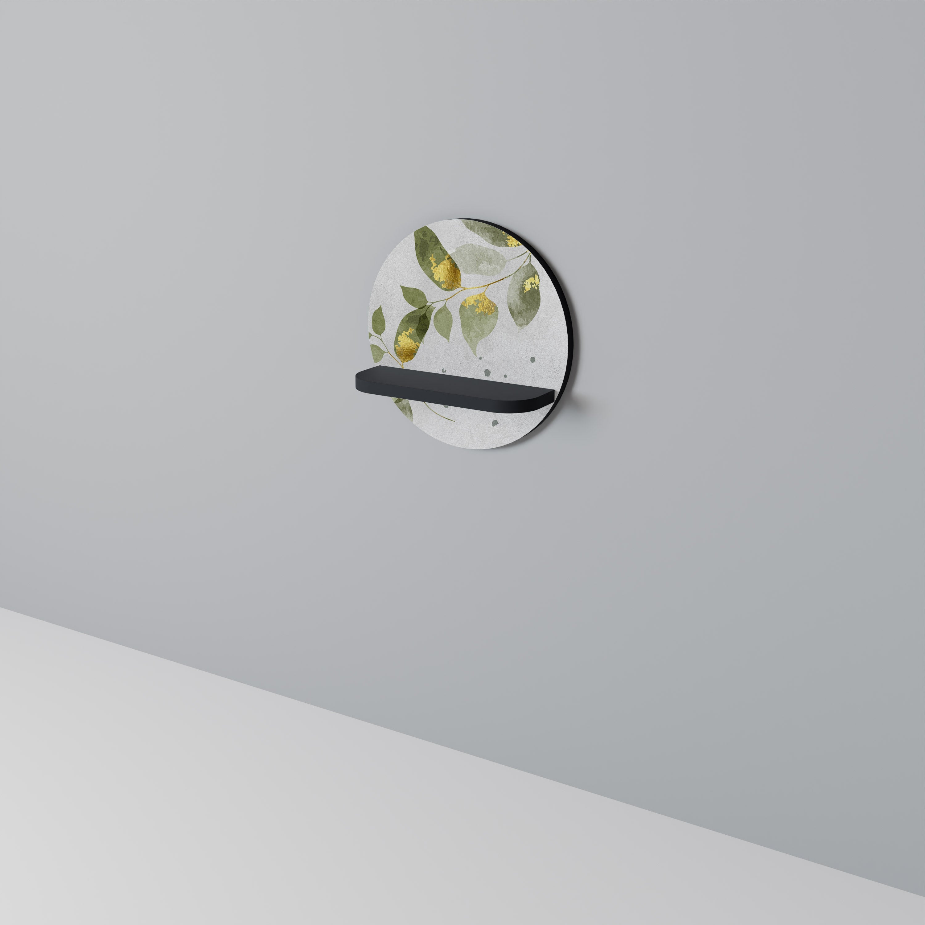 Étagère d'art ronde ELEGANT BOTANICS en finition noire