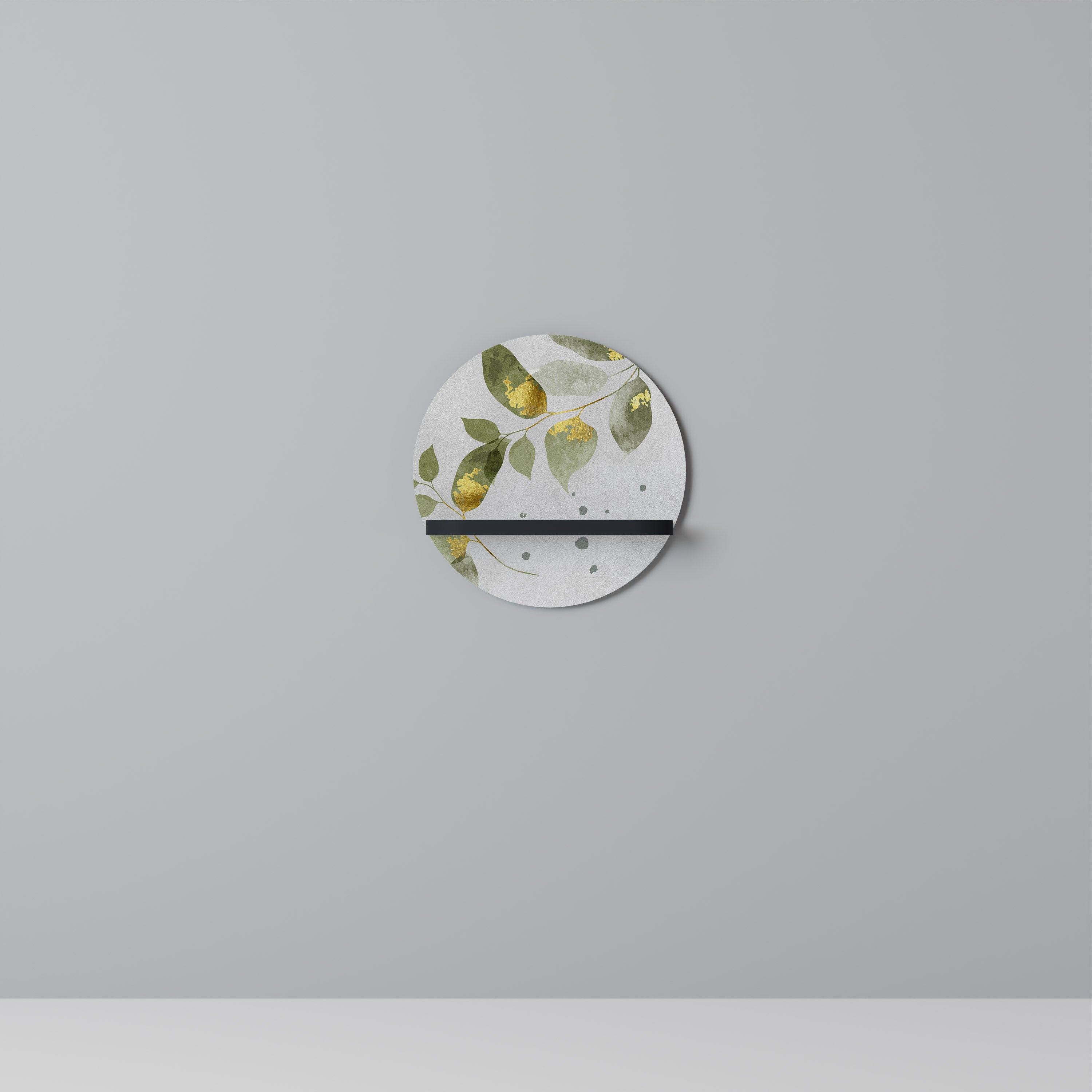 Étagère d'art ronde ELEGANT BOTANICS en finition noire