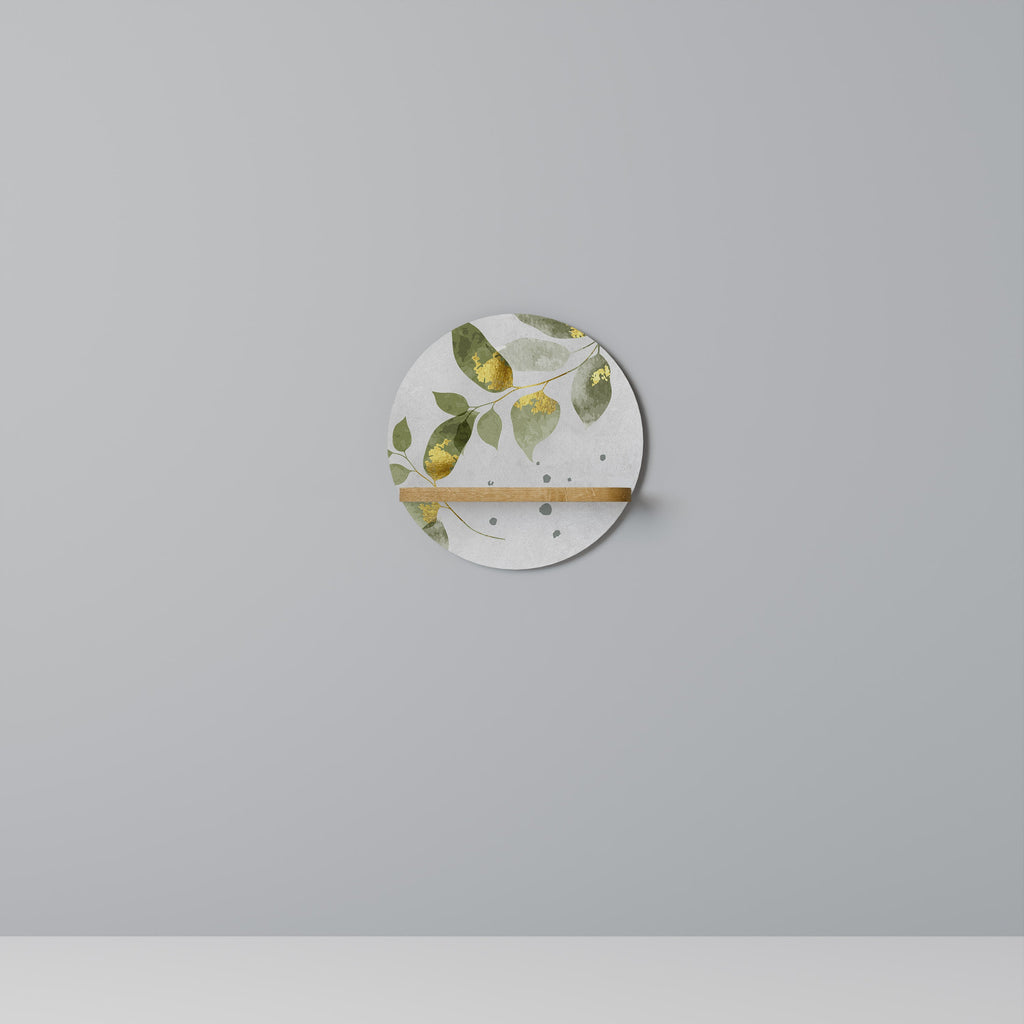 Étagère d'art ronde ELEGANT BOTANICS effet chêne