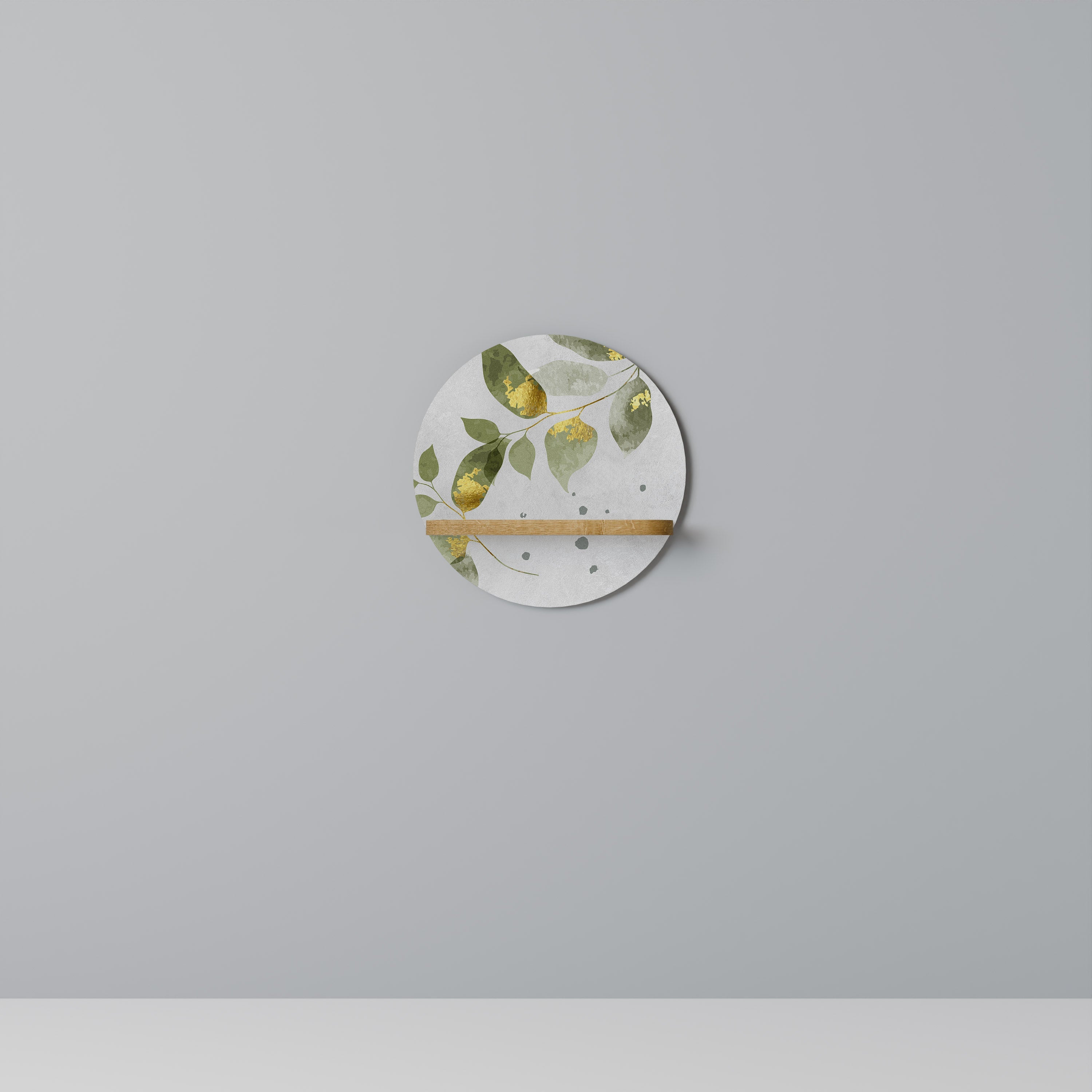 Étagère d'art ronde ELEGANT BOTANICS effet chêne