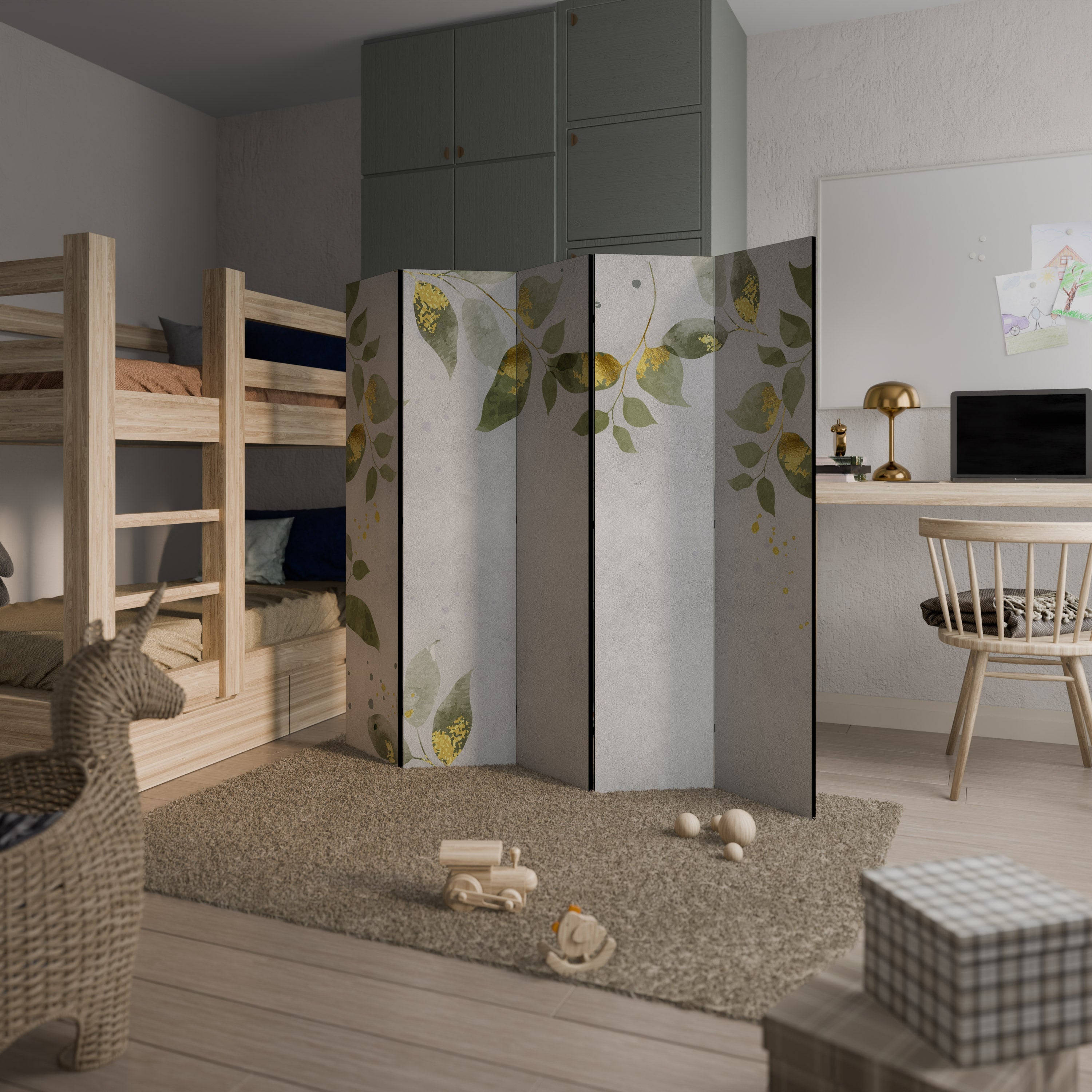 Séparateur de pièce décoratif à 5 panneaux ELEGANT BOTANICS