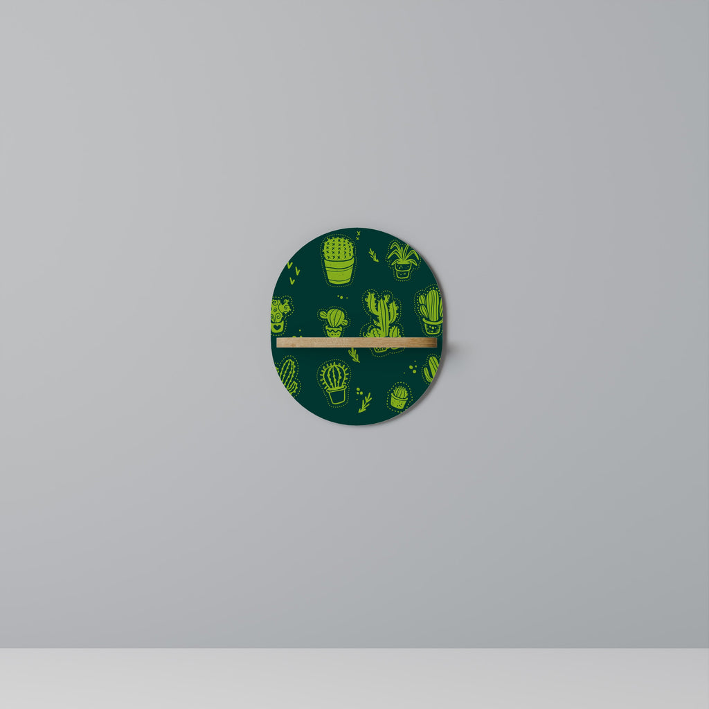 Étagère d'art ovale VERT DÉSERT effet chêne