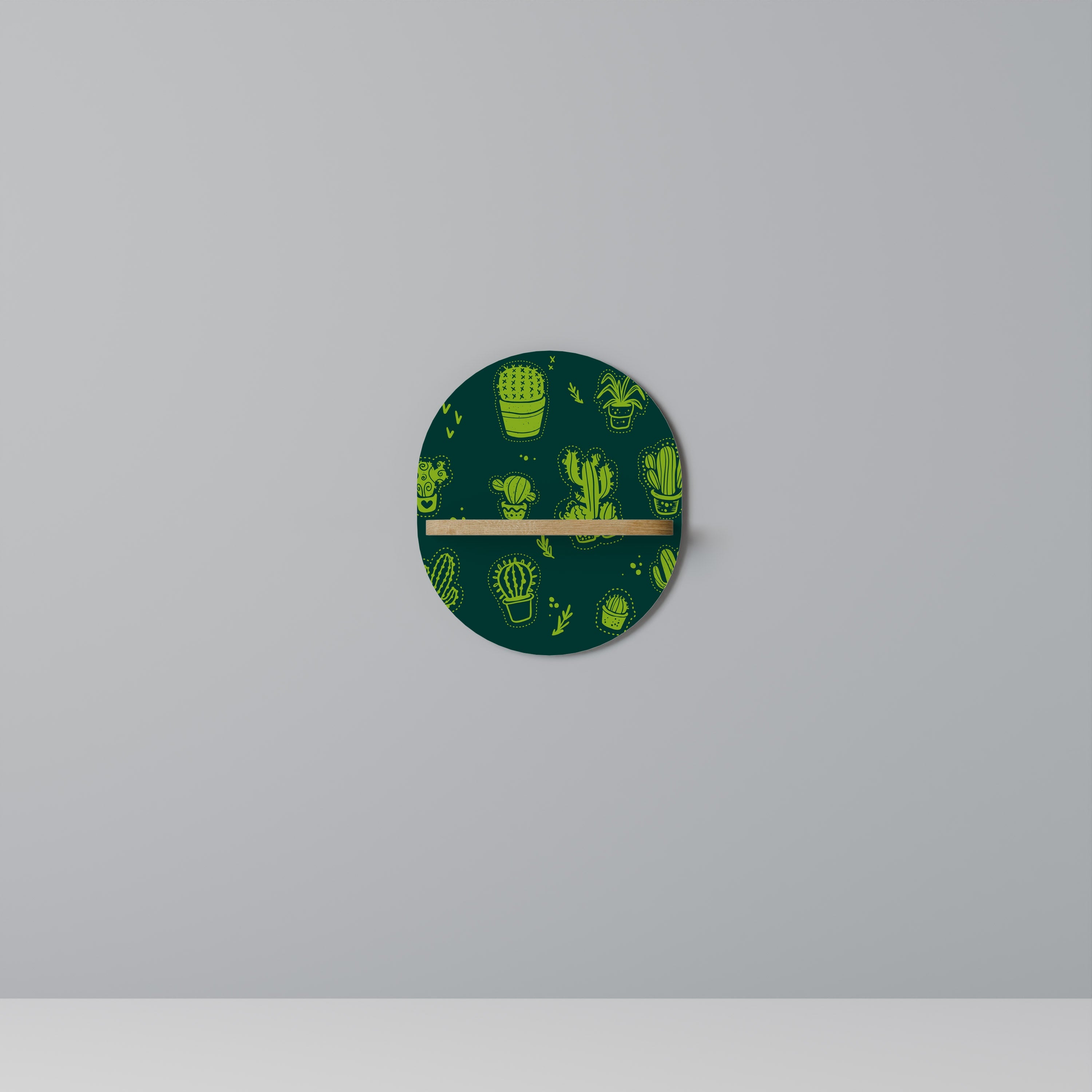 Étagère d'art ovale VERT DÉSERT effet chêne