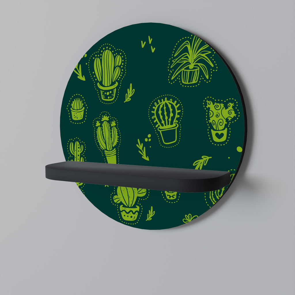 Étagère d'art ronde DESERT GREEN en finition noire