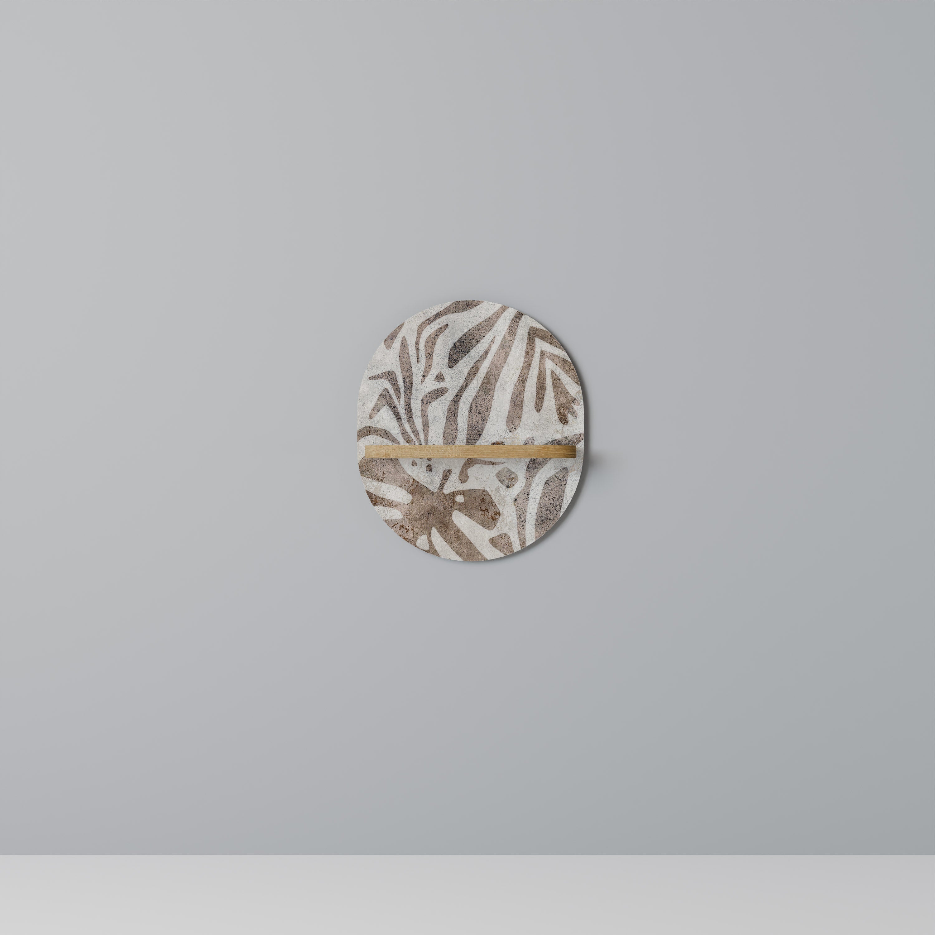 Étagère d'art ovale PASSING TIME effet chêne