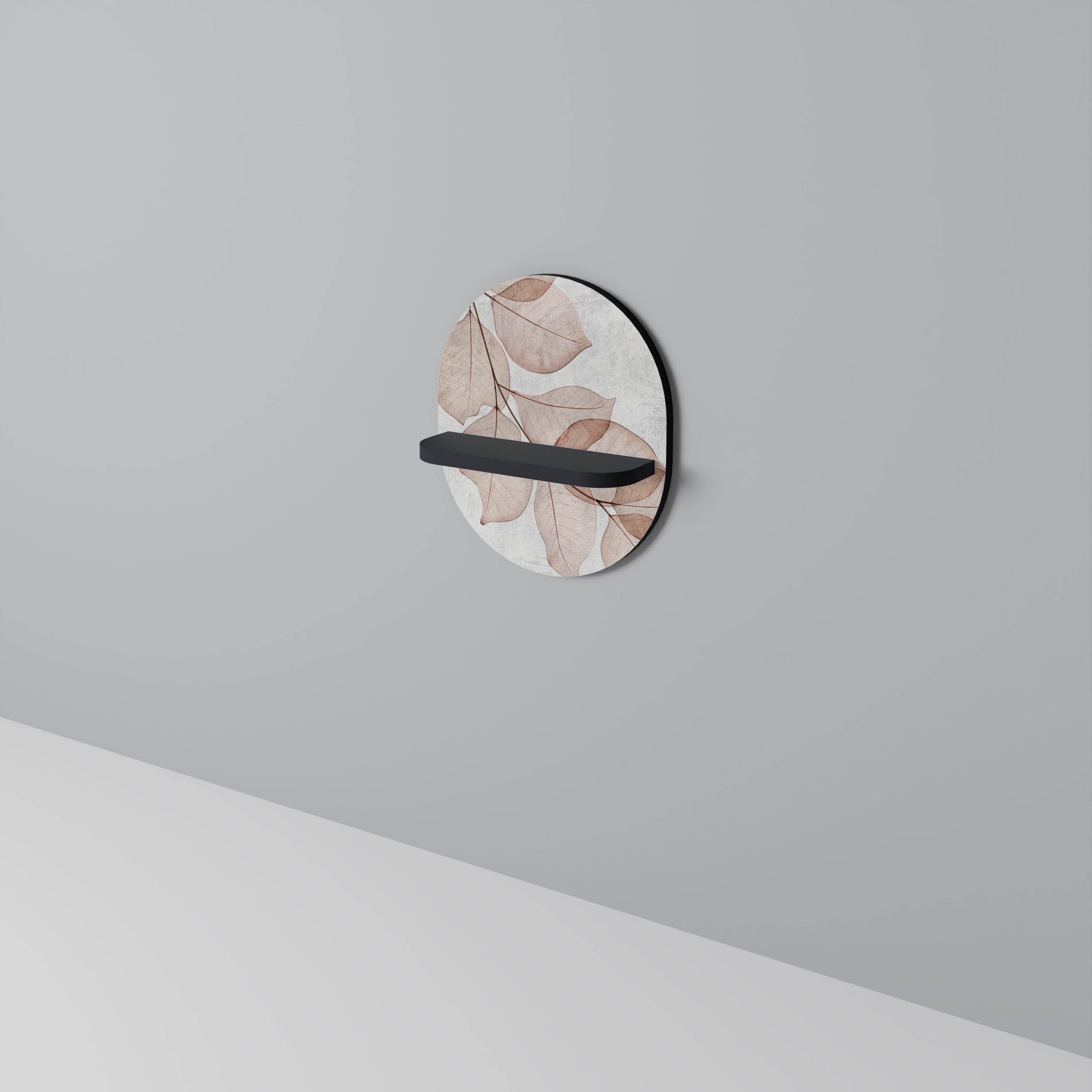 Étagère d'art ovale AUTUMN FRAGILITY en finition noire