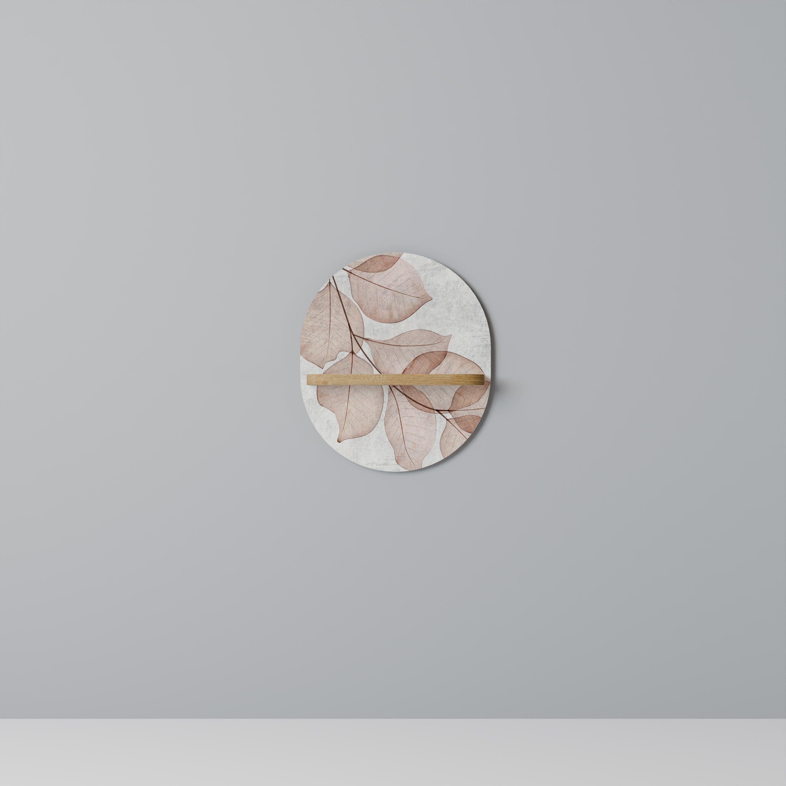 Étagère d'art ovale AUTUMN FRAGILITY effet chêne