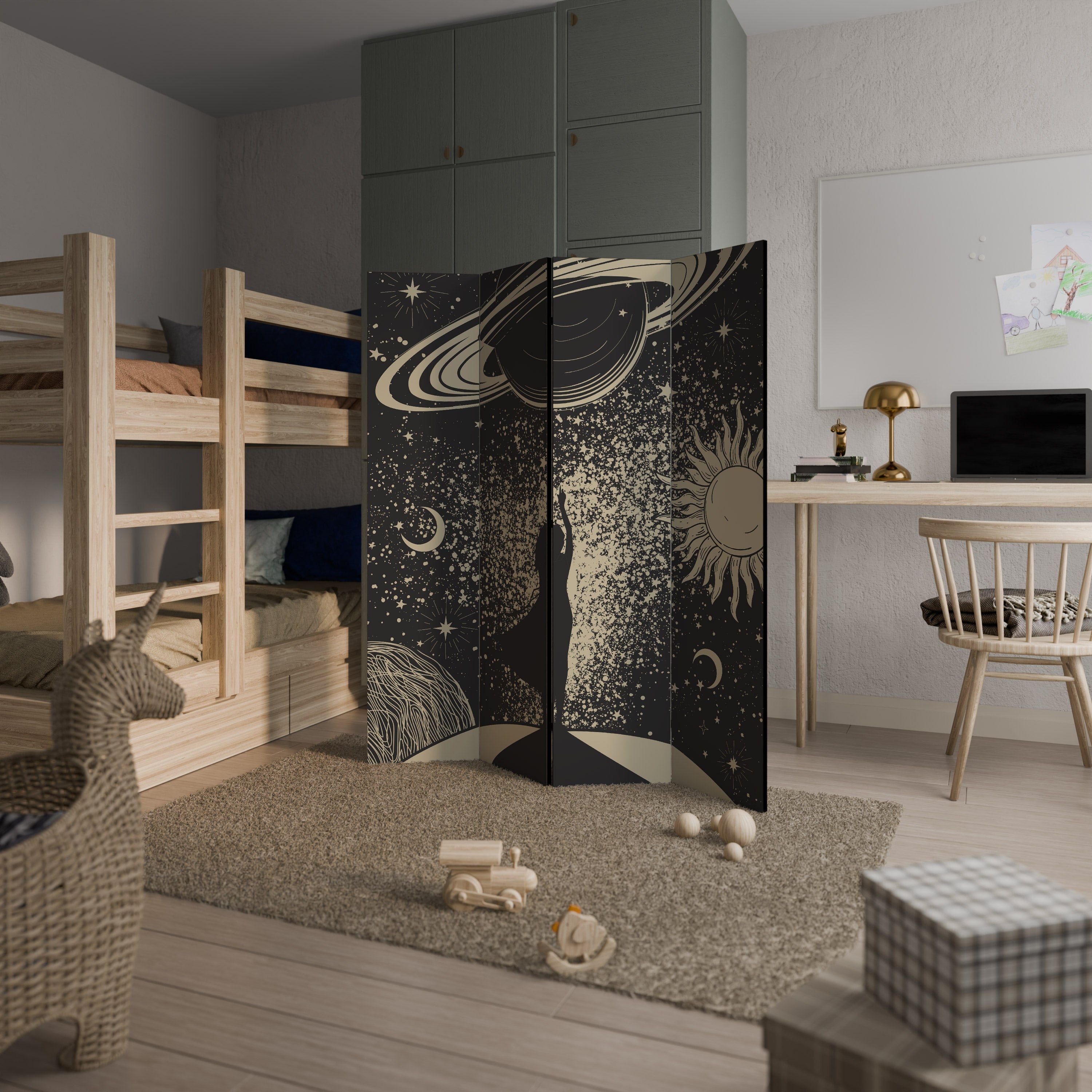 Paravent décoratif à 4 panneaux MYSTIC UNIVERSE