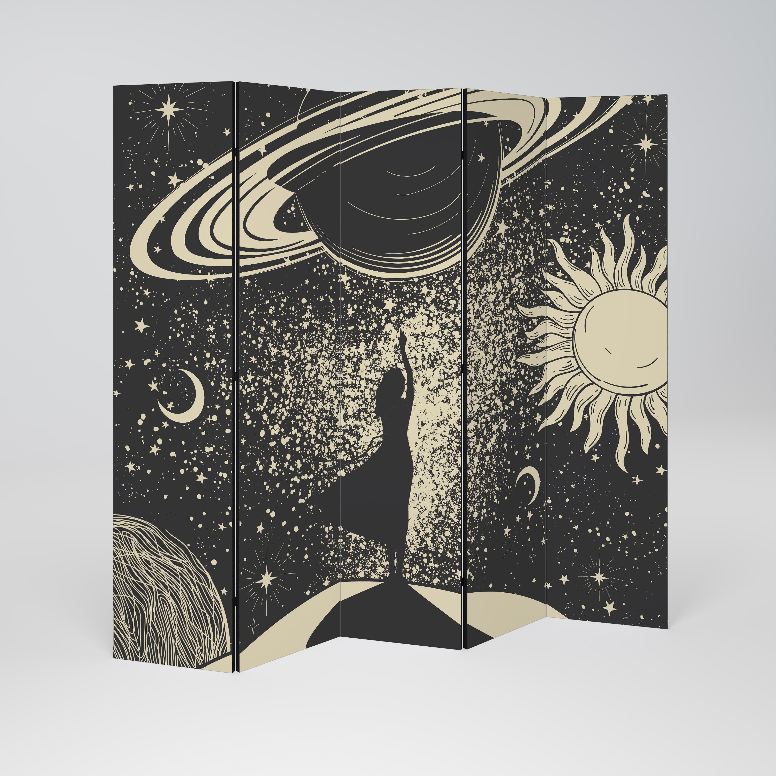 Paravent décoratif à 5 panneaux MYSTIC UNIVERSE