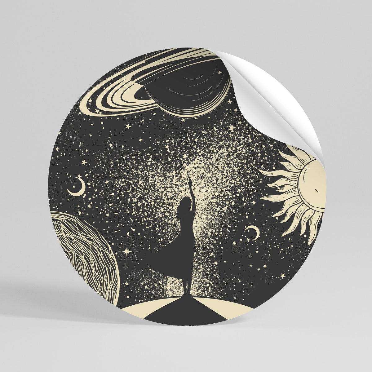 MYSTIC UNIVERSE Peel and Stick Round Sticker