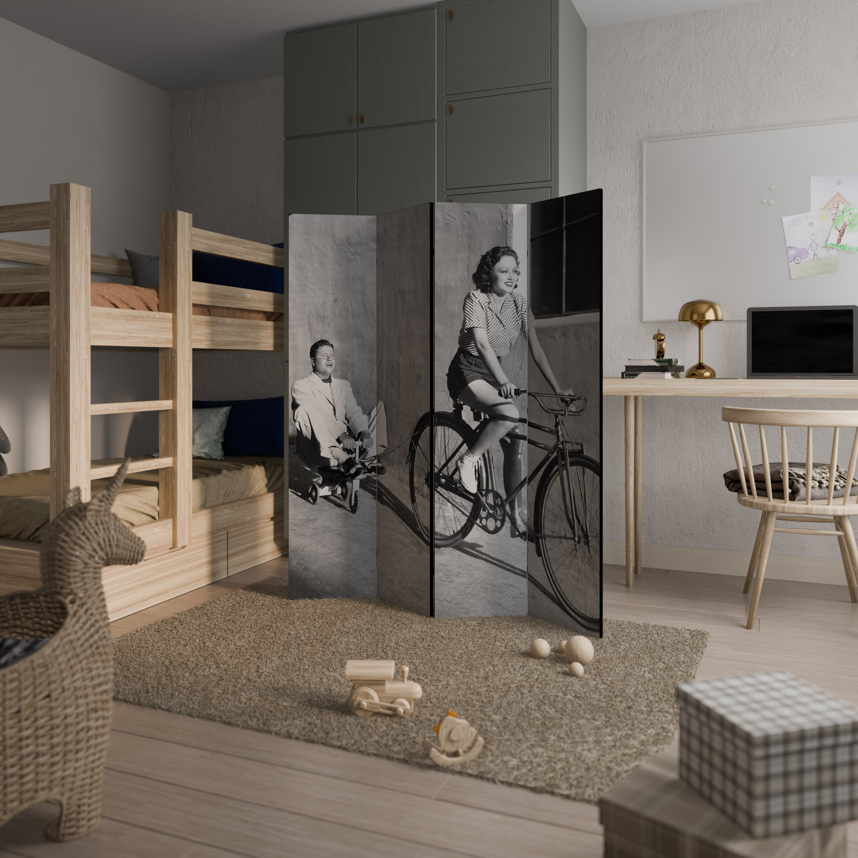 Paravent décoratif à 4 panneaux HAPPY JOURNEY