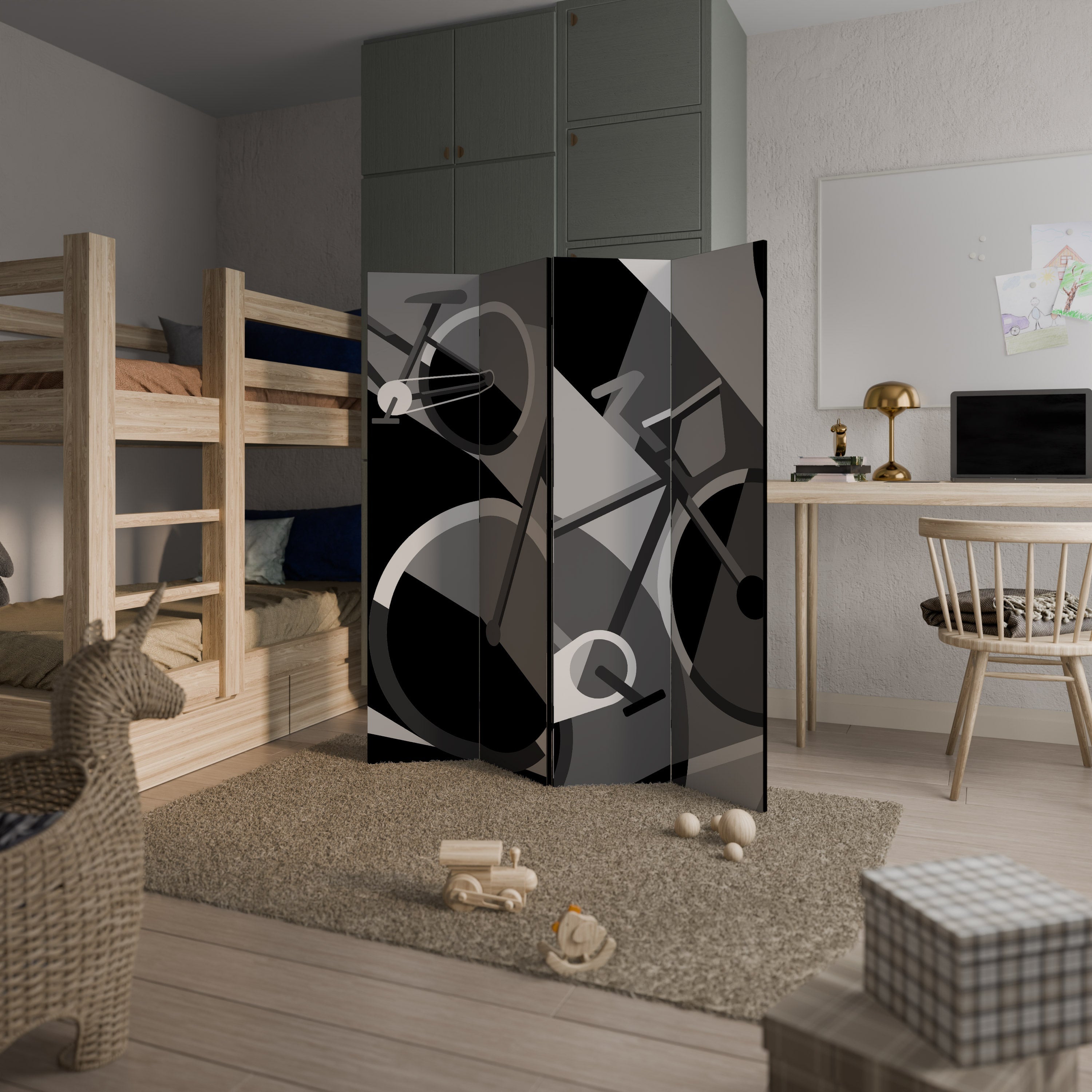 BIKE ENERGY Séparateur de pièce décoratif à 4 panneaux