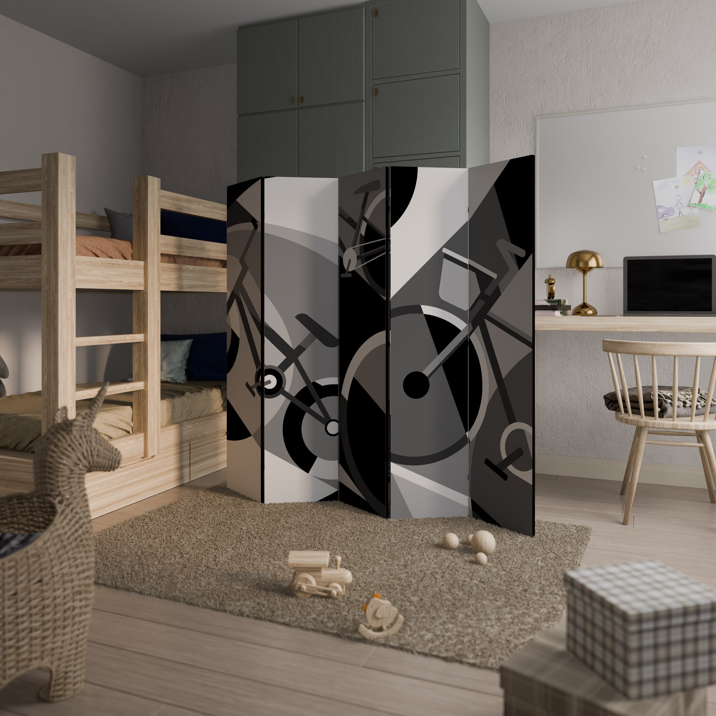 BIKE ENERGY Séparateur de pièce décoratif à 5 panneaux