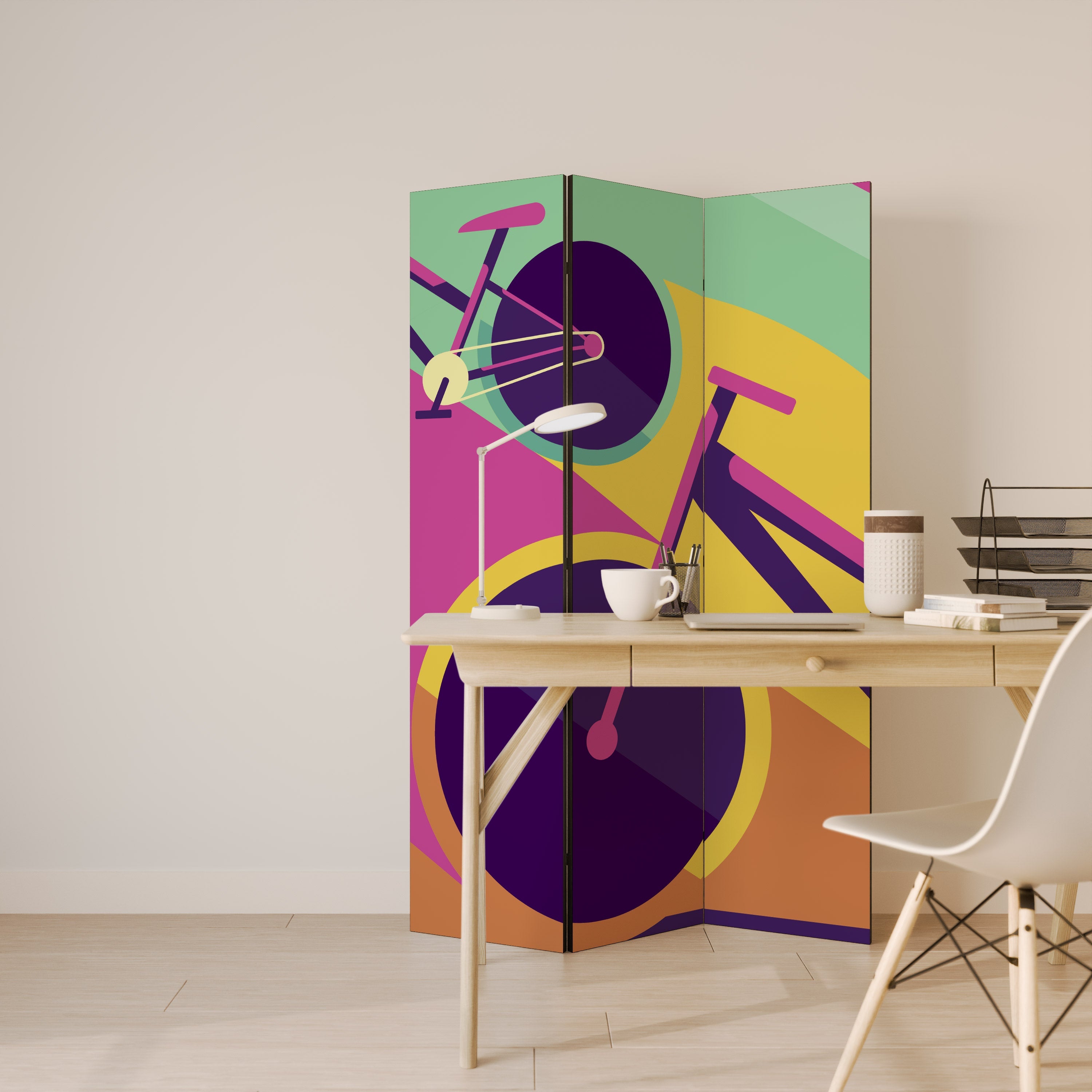 BIKE DREAMS Séparateur de pièce décoratif à 3 panneaux