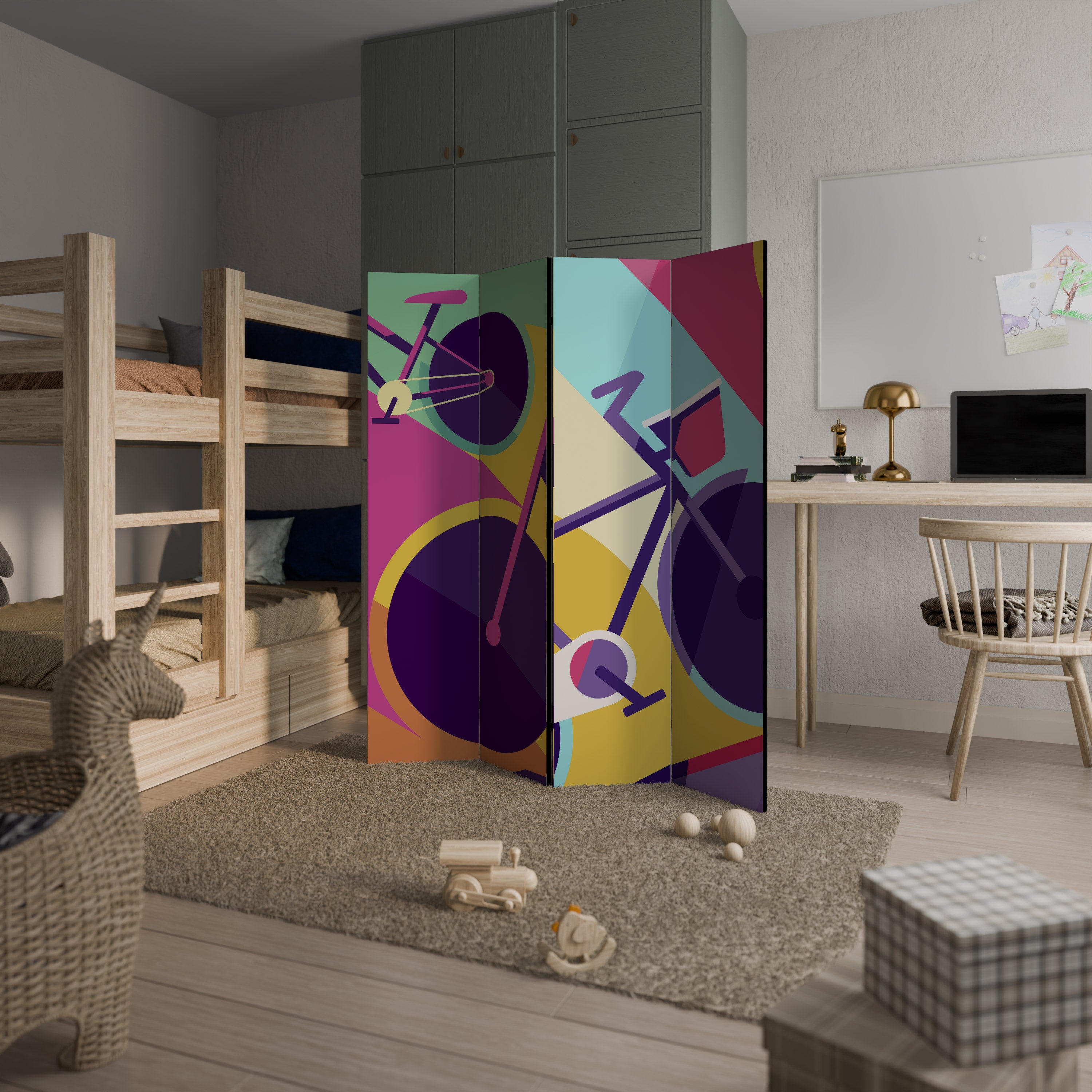 BIKE DREAMS 4-Panel Room Divider