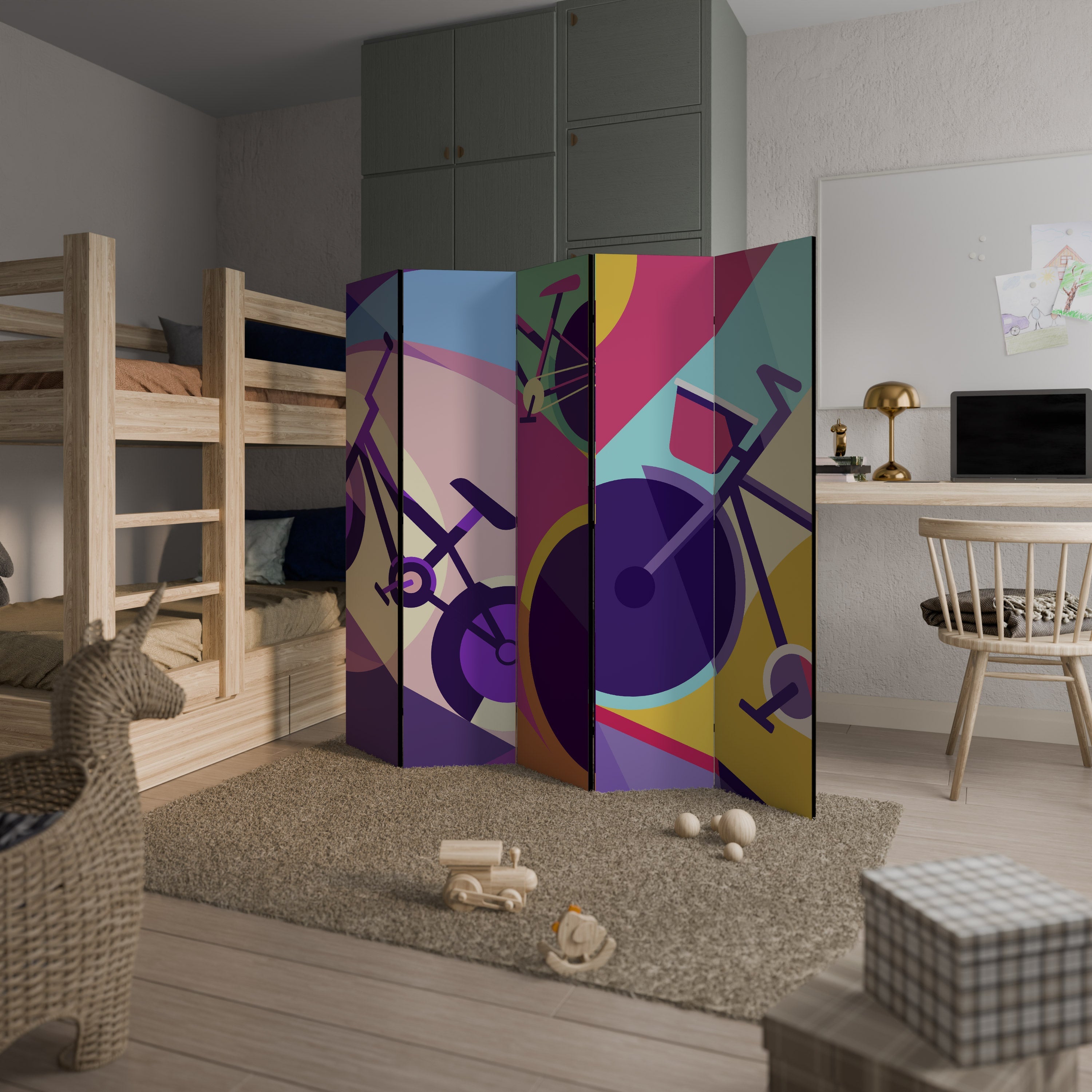 BIKE DREAMS Séparateur de pièce décoratif à 5 panneaux