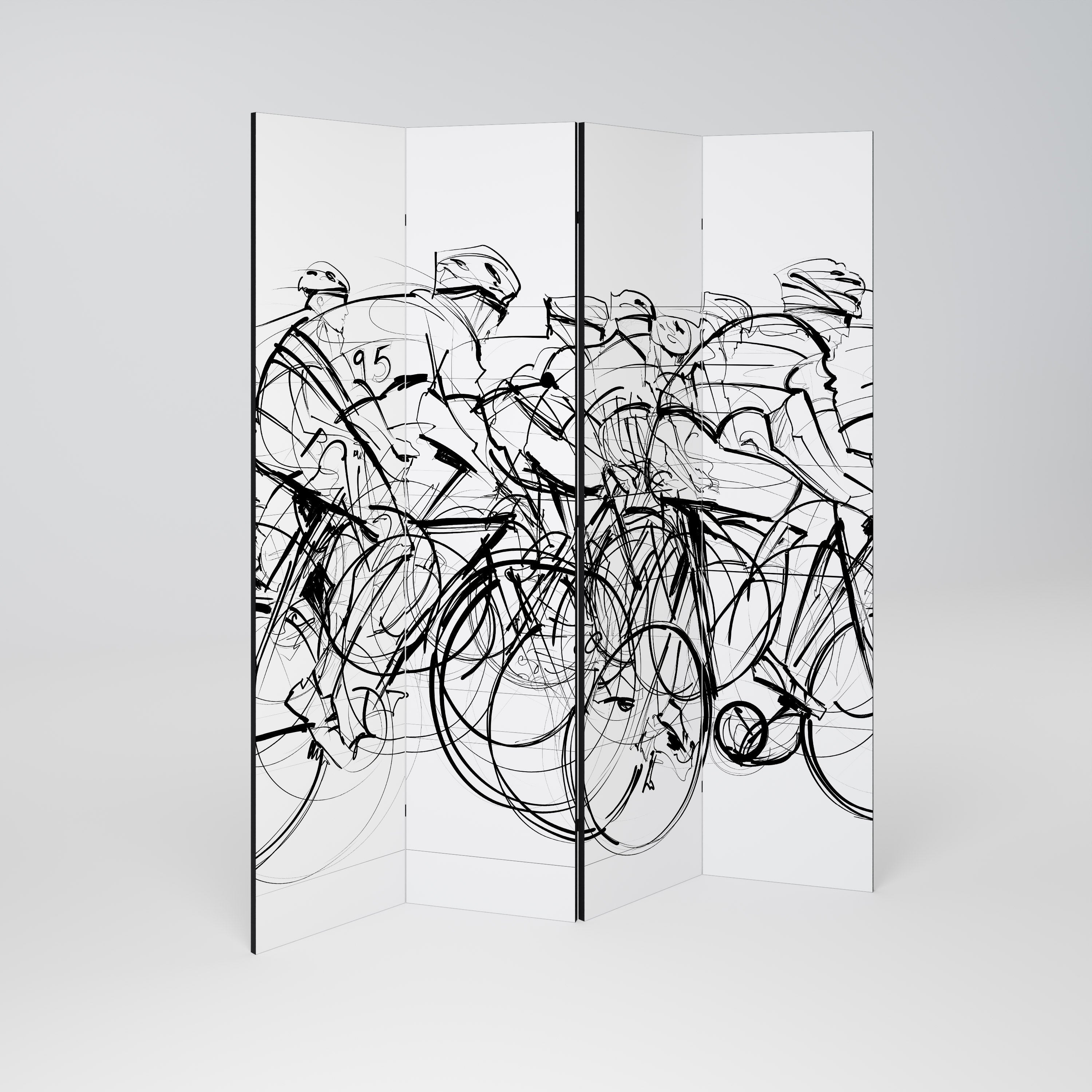 Paravent décoratif à 4 panneaux « COMPÉTITION CYCLISME »
