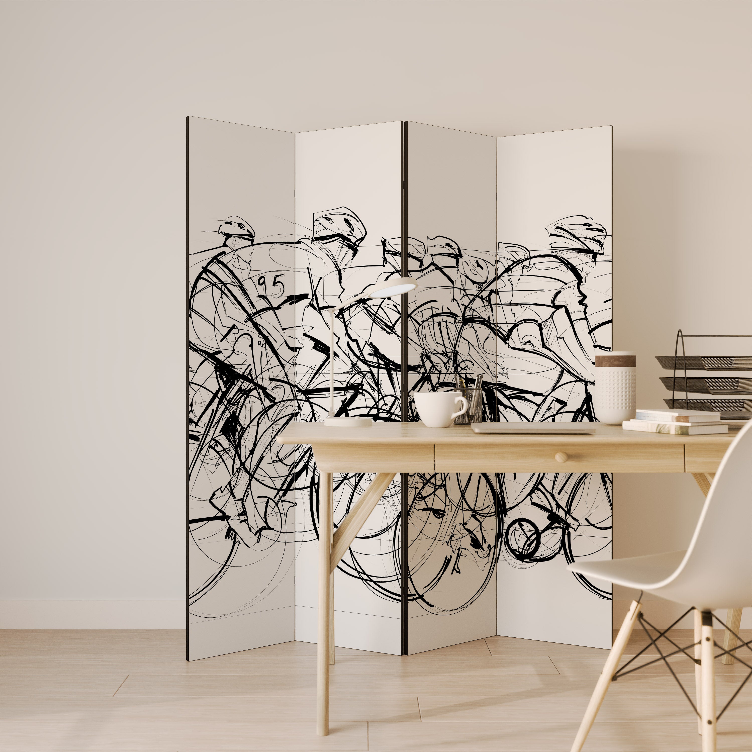 CYCLING COMPETITION 4-Panel Room Divider