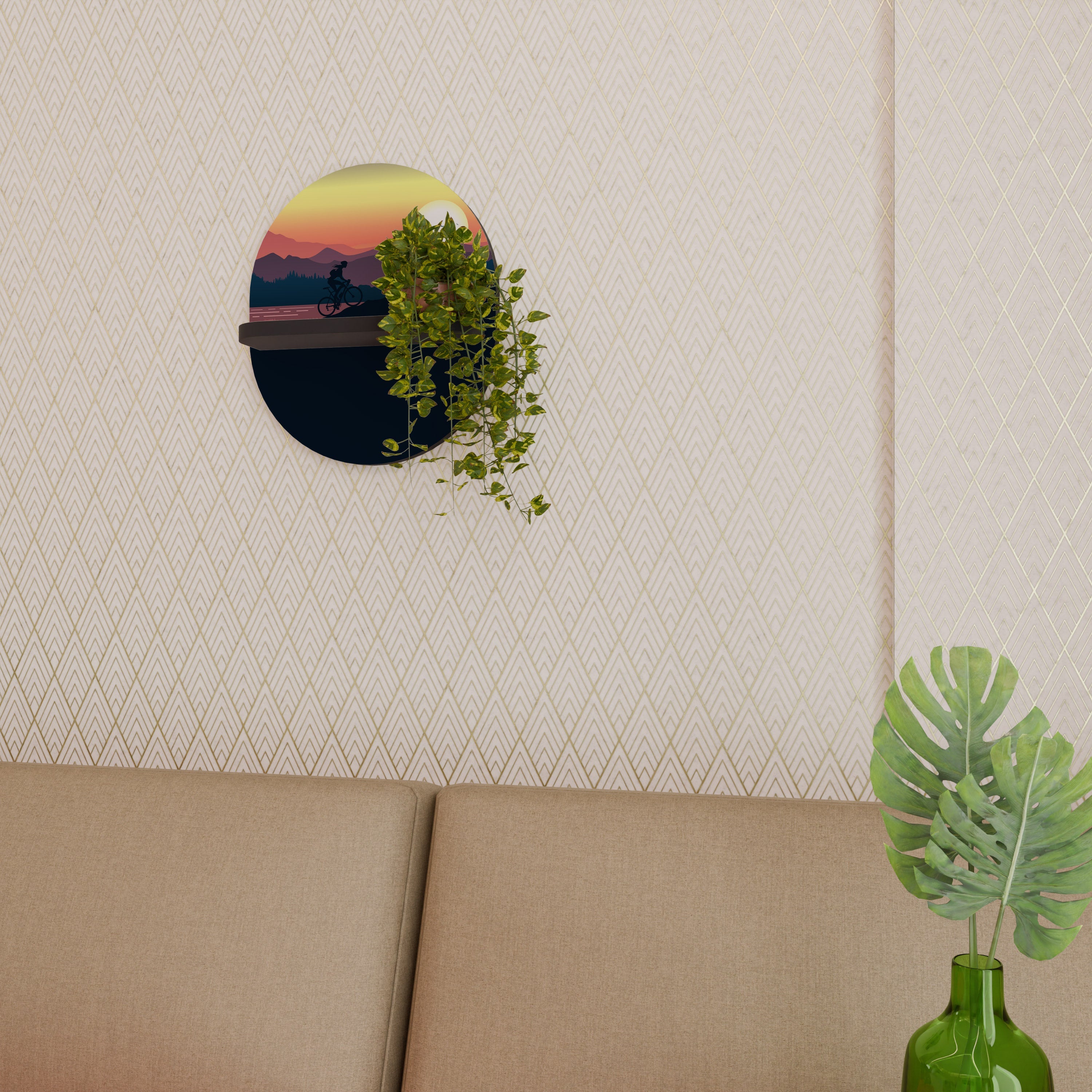 Étagère d'art ovale CYCLING HORIZON en finition noire