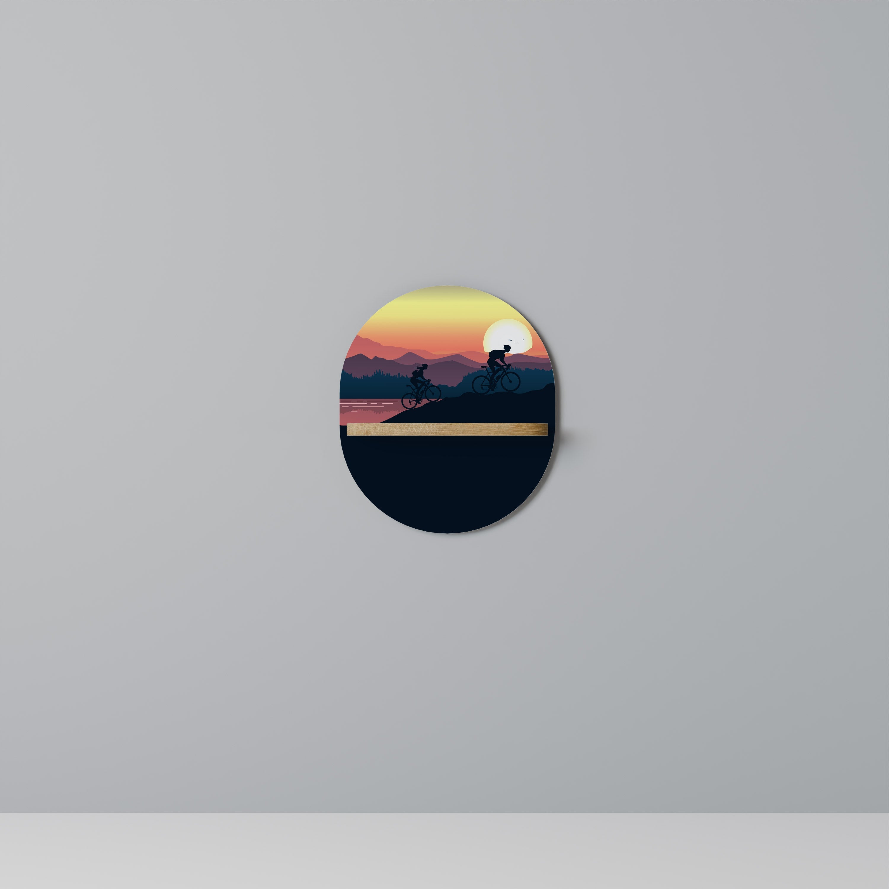 Étagère d'art ovale CYCLING HORIZON effet chêne