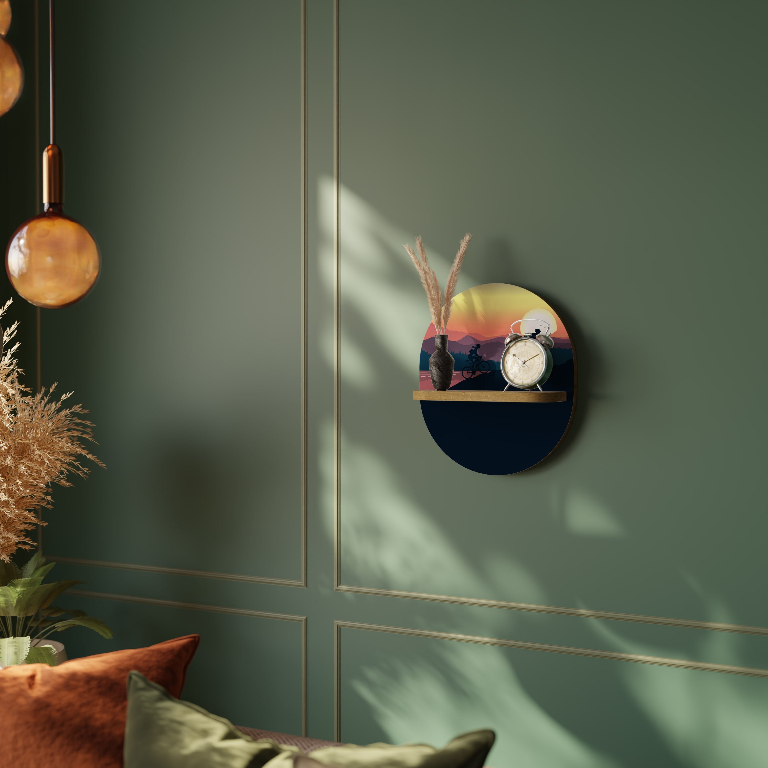 Étagère d'art ovale CYCLING HORIZON effet chêne