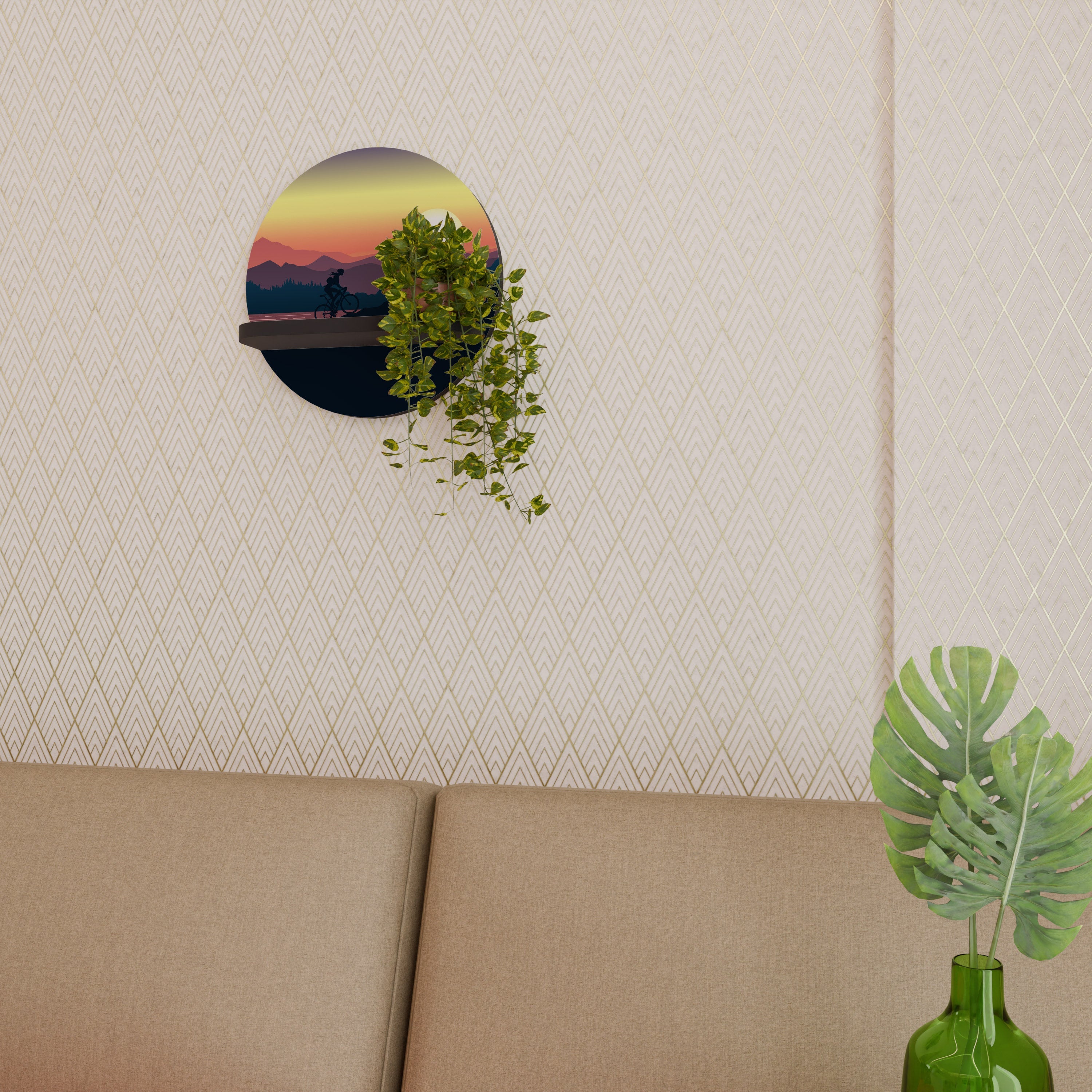 Étagère d'art ronde CYCLING HORIZON en finition noire