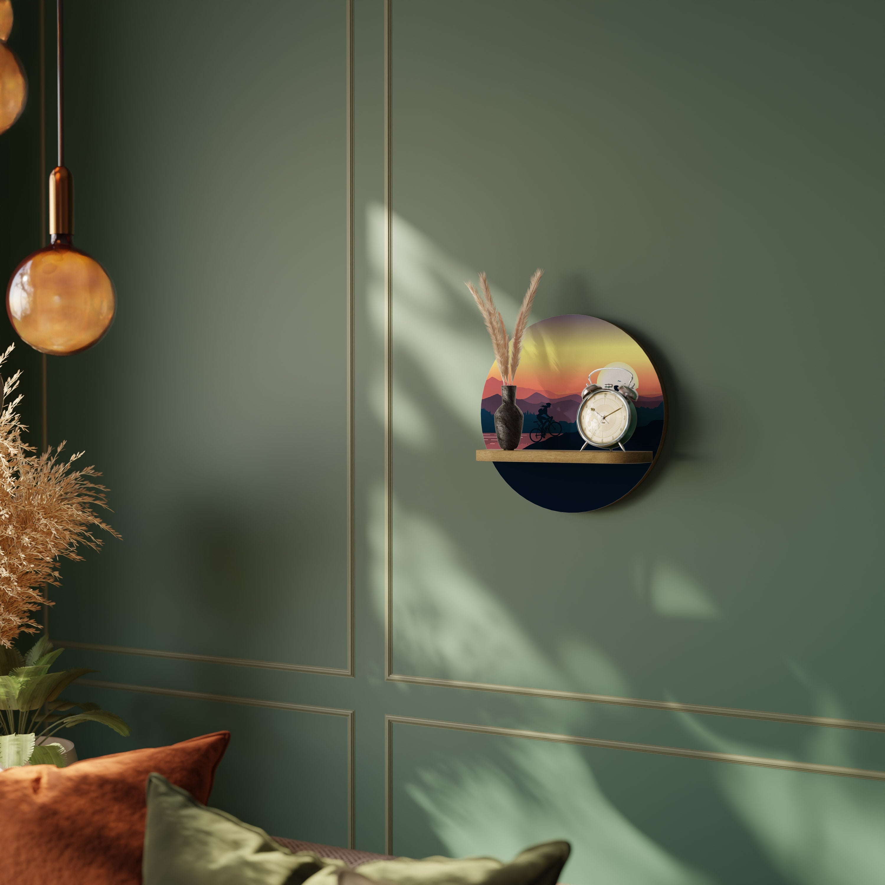 Étagère d'art ronde CYCLING HORIZON effet chêne