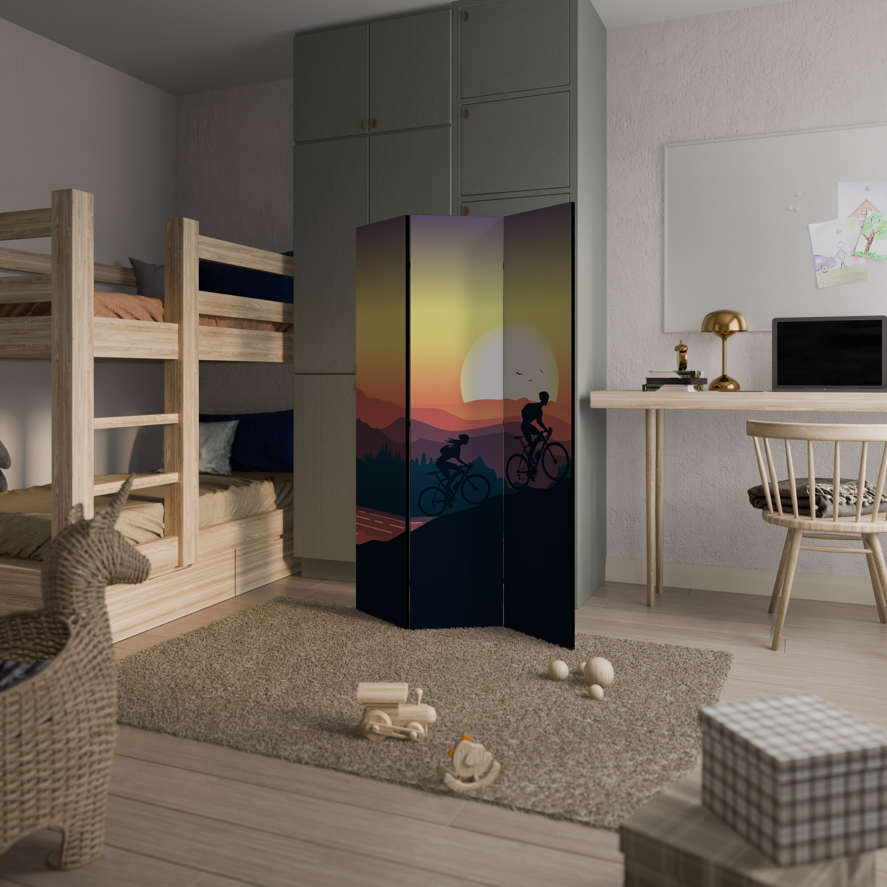 Cloison décorative à 3 panneaux CYCLING HORIZON