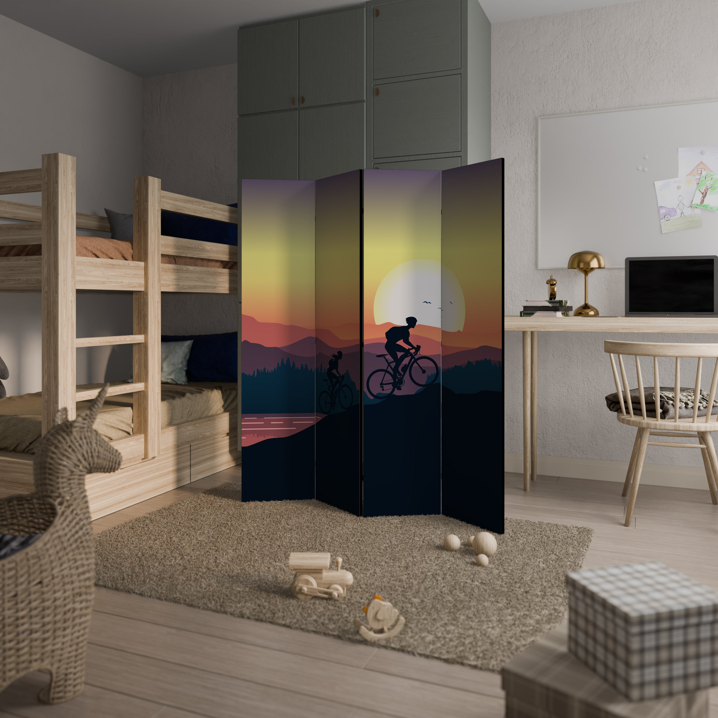 CYCLING HORIZON 4-Panel Room Divider