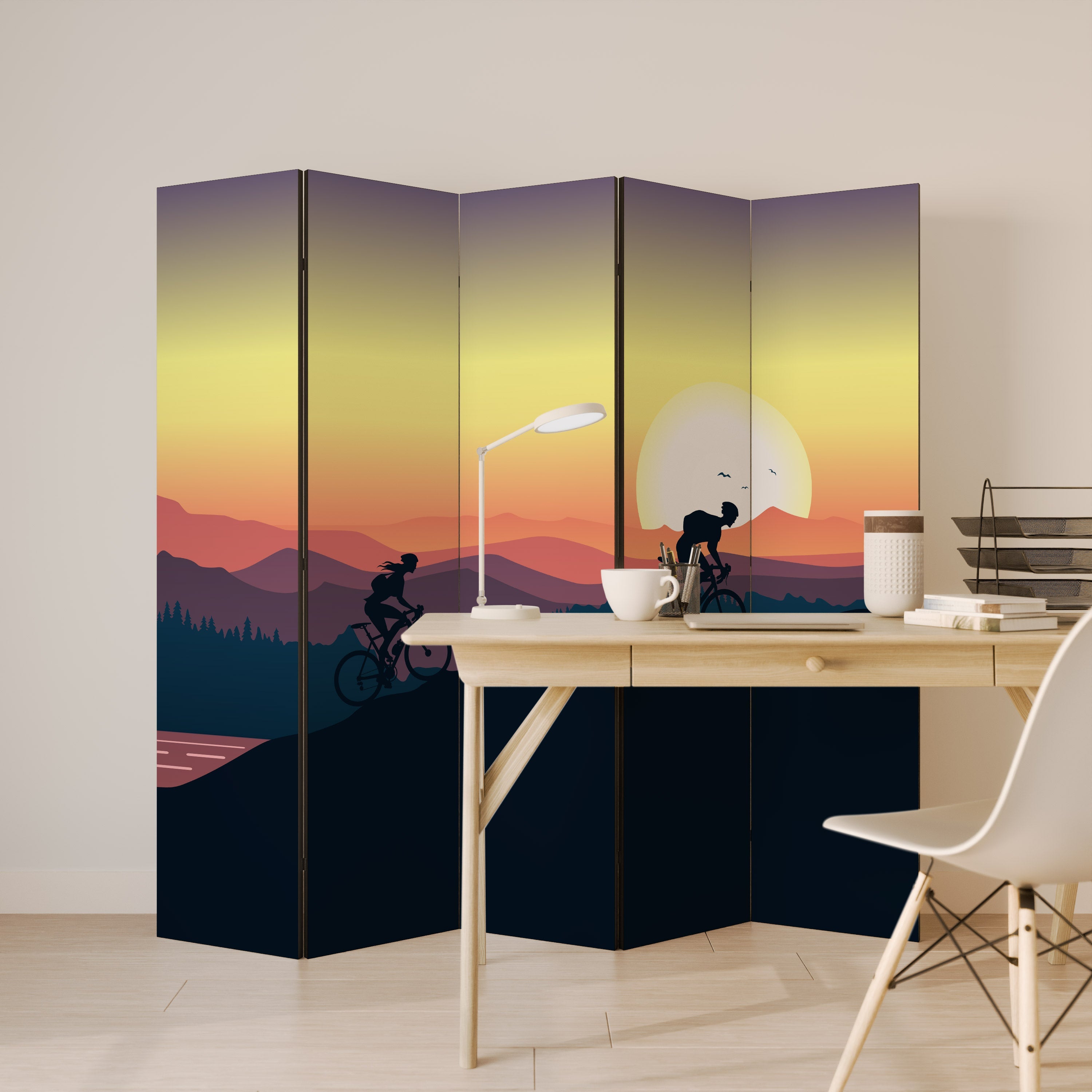 Cloison décorative à 5 panneaux CYCLING HORIZON